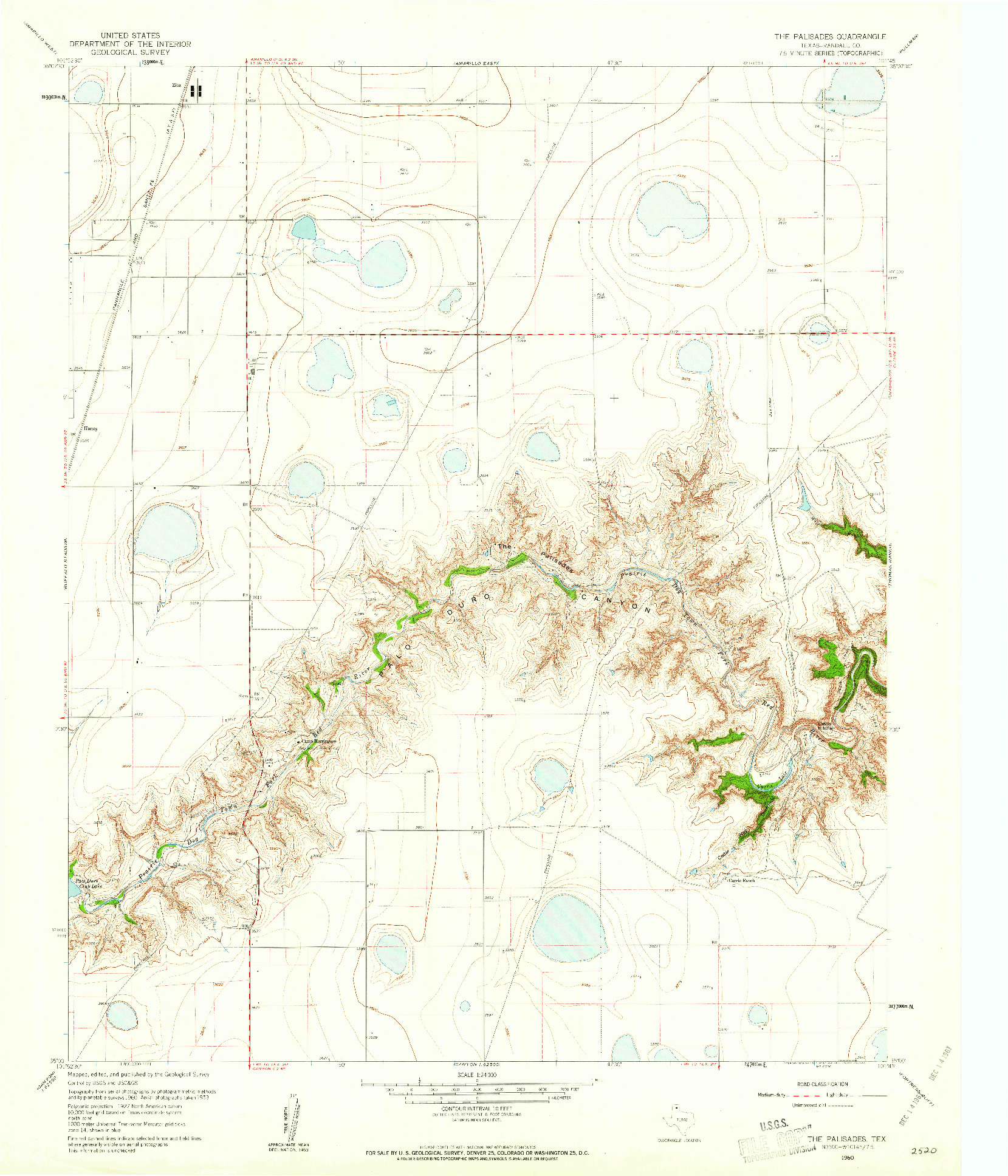 USGS 1:24000-SCALE QUADRANGLE FOR THE PALISADES, TX 1960