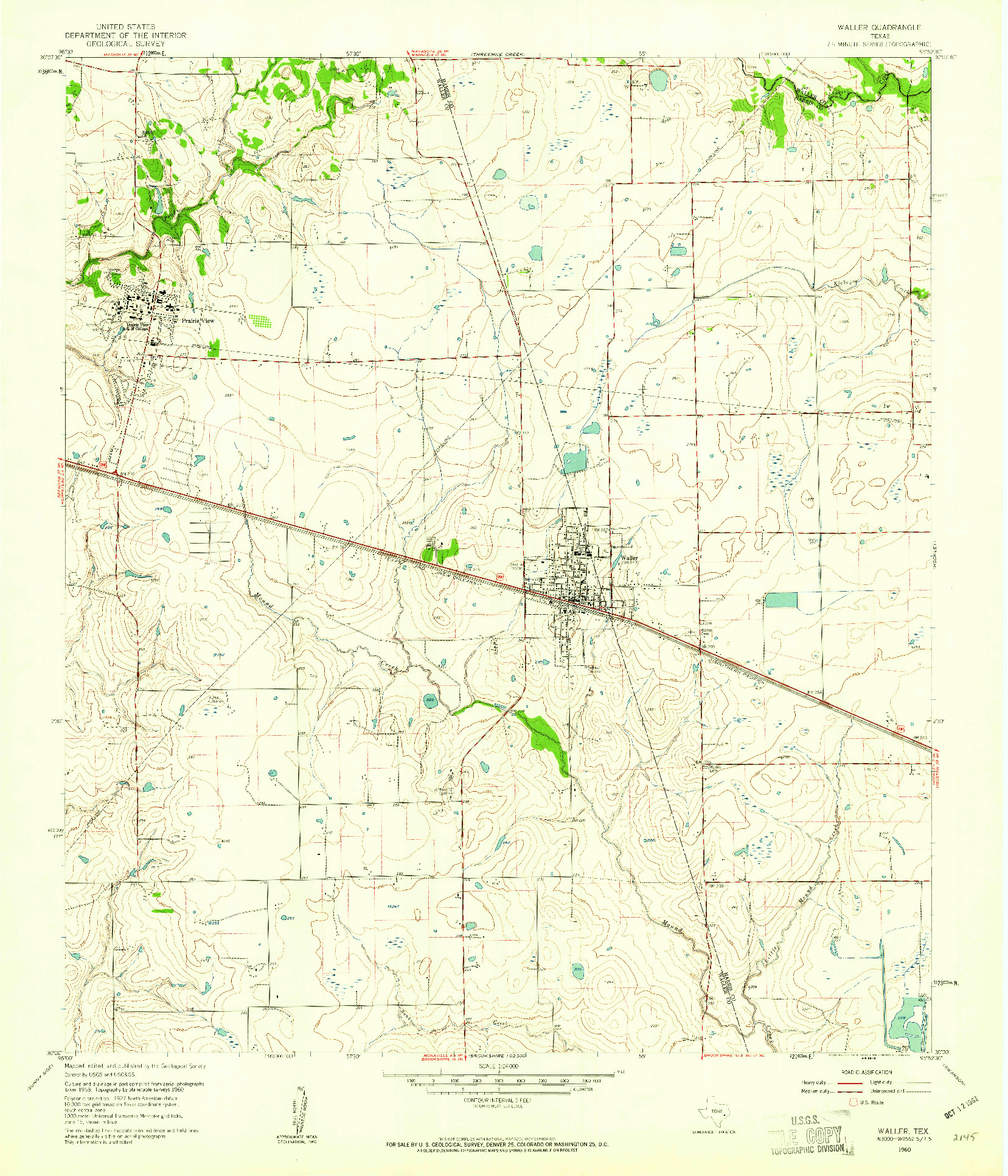 USGS 1:24000-SCALE QUADRANGLE FOR WALLER, TX 1960