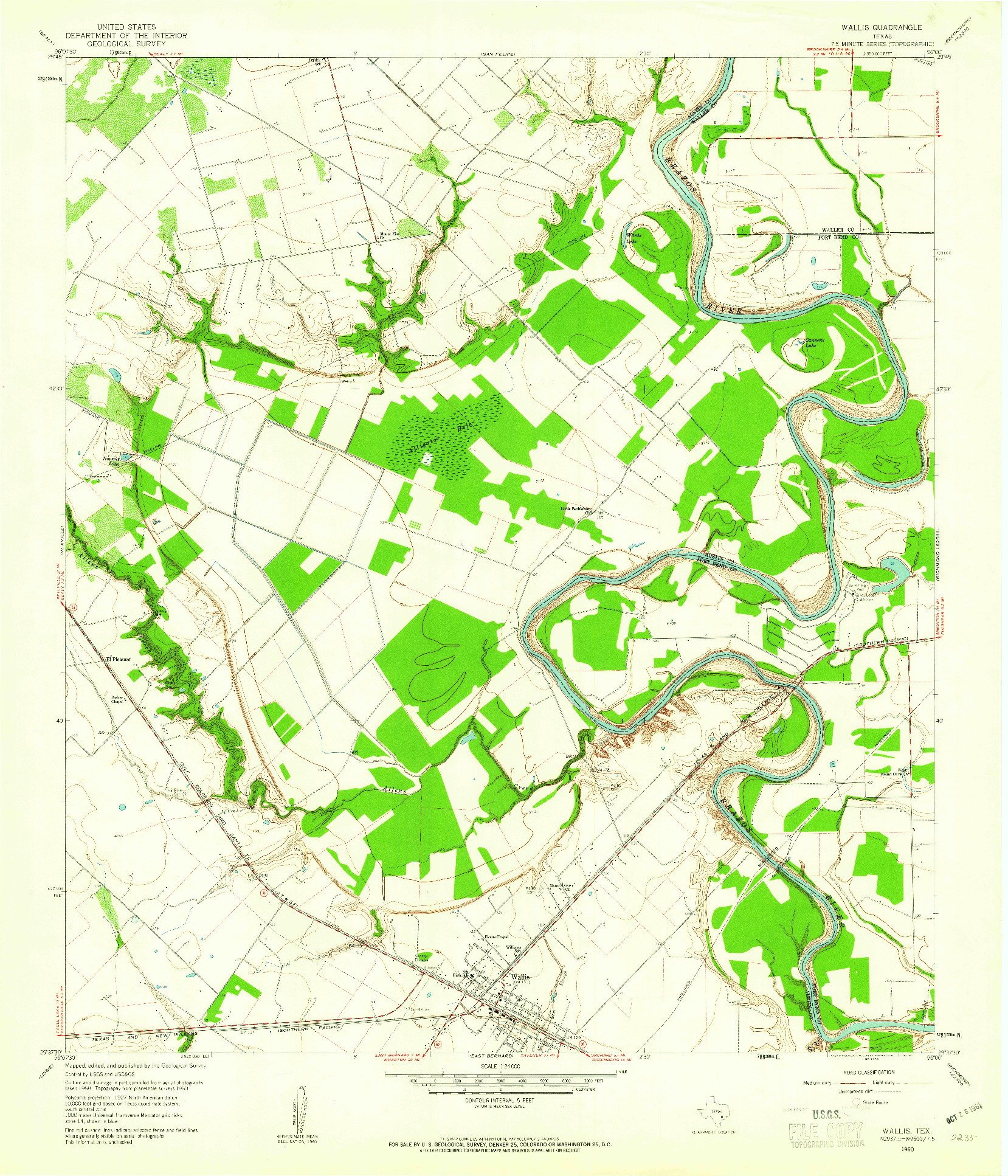 USGS 1:24000-SCALE QUADRANGLE FOR WALLIS, TX 1960