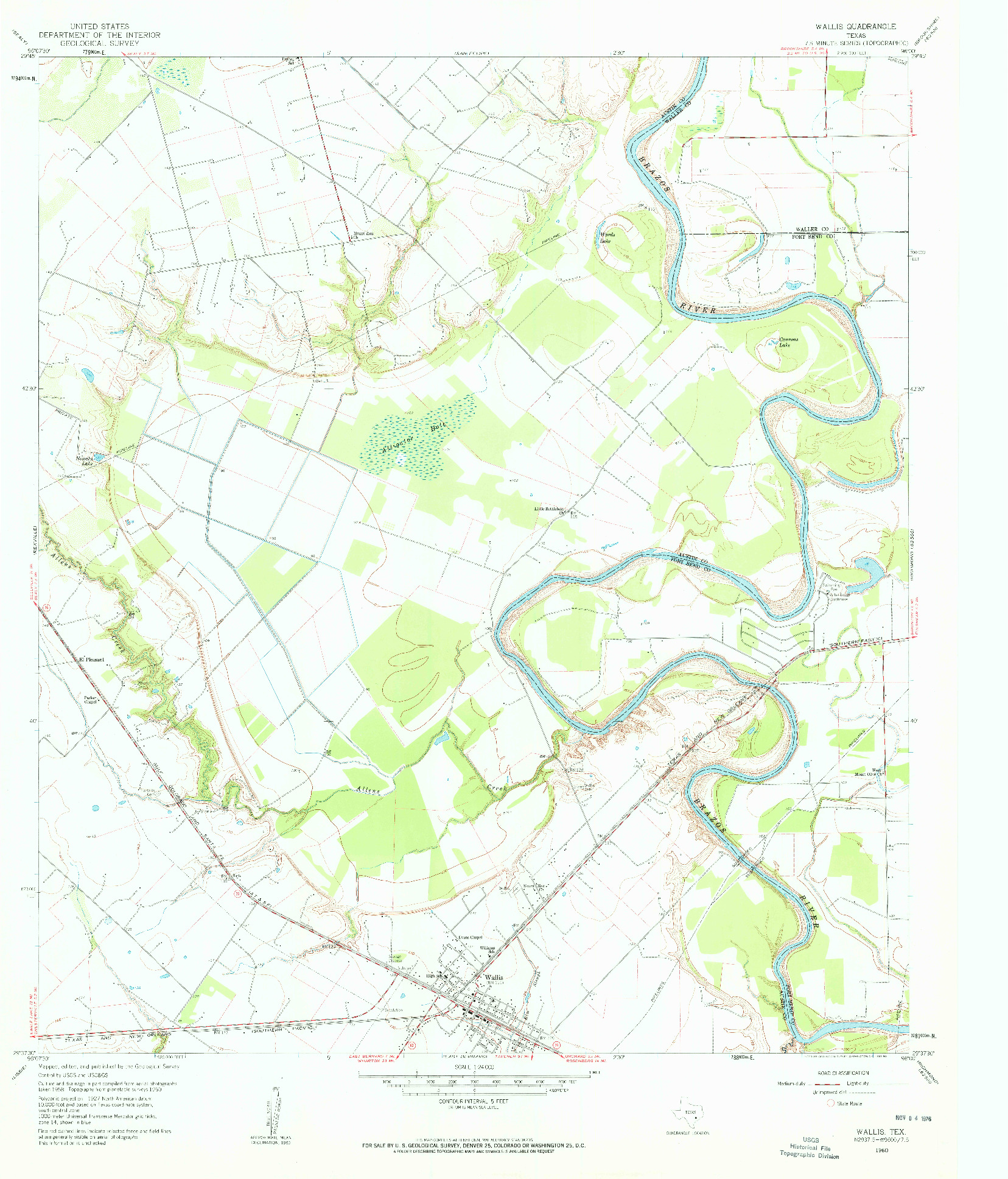 USGS 1:24000-SCALE QUADRANGLE FOR WALLIS, TX 1960
