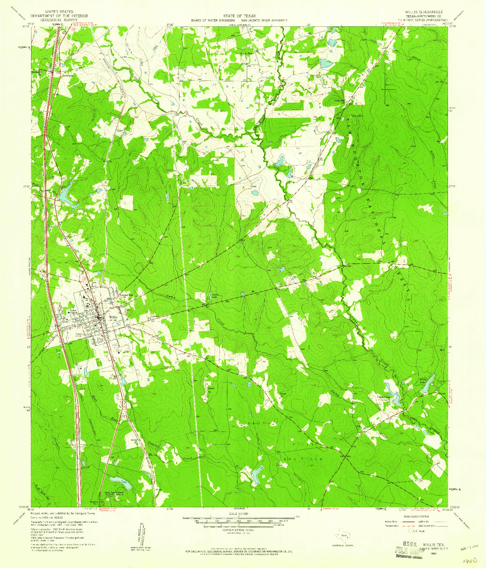 USGS 1:24000-SCALE QUADRANGLE FOR WILLIS, TX 1960