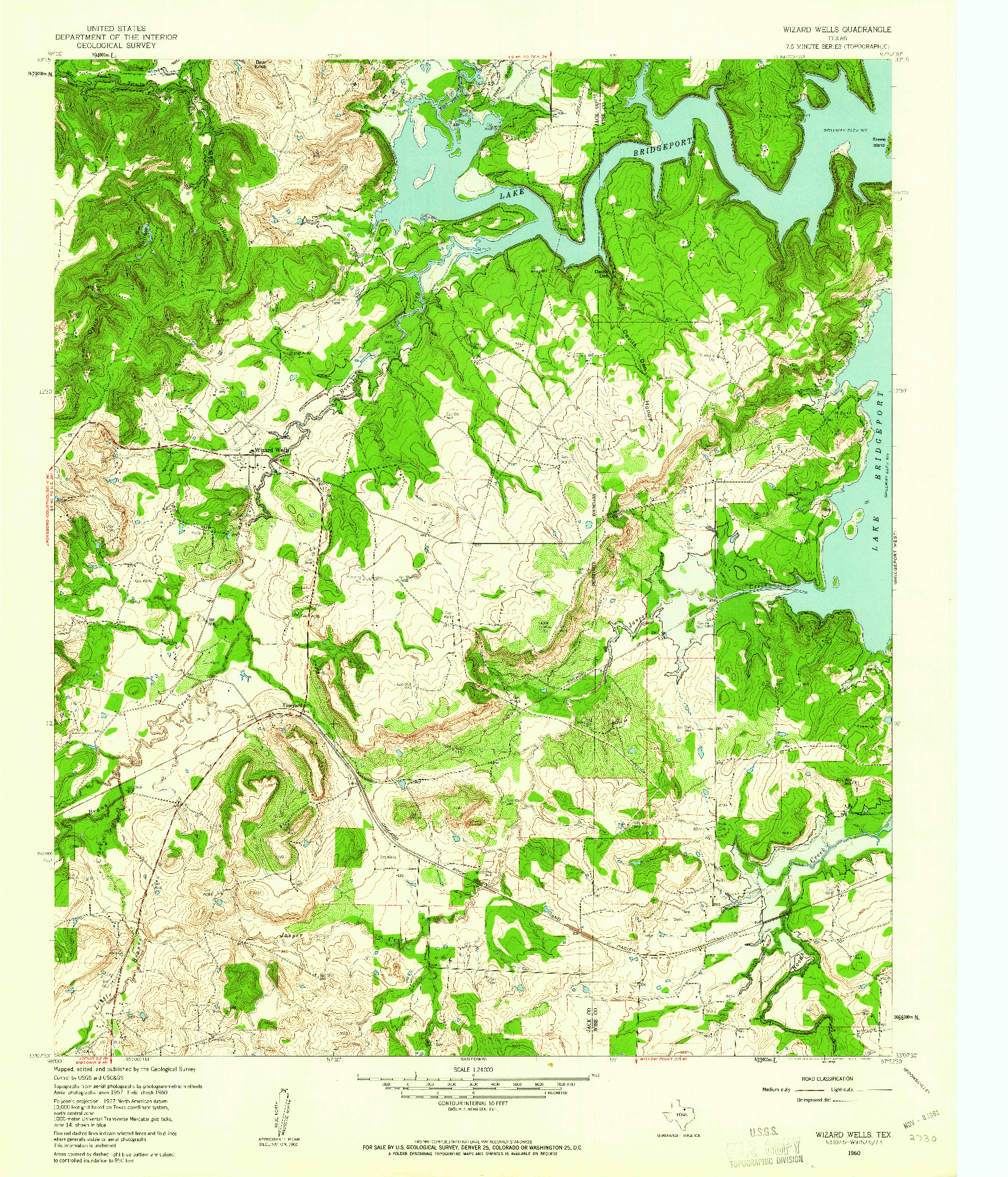 USGS 1:24000-SCALE QUADRANGLE FOR WIZARD WELLS, TX 1960