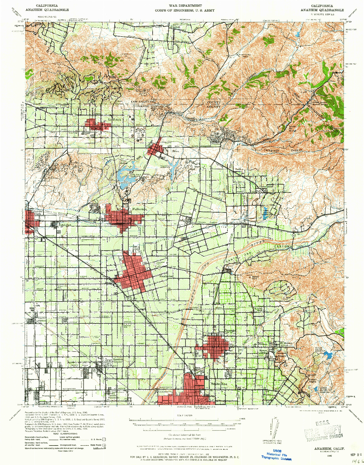 USGS 1:62500-SCALE QUADRANGLE FOR ANAHEIM, CA 1942