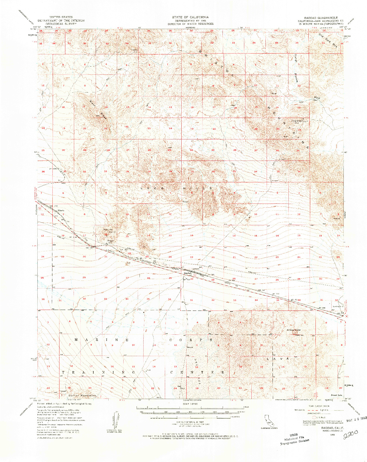 USGS 1:62500-SCALE QUADRANGLE FOR BAGDAD, CA 1956