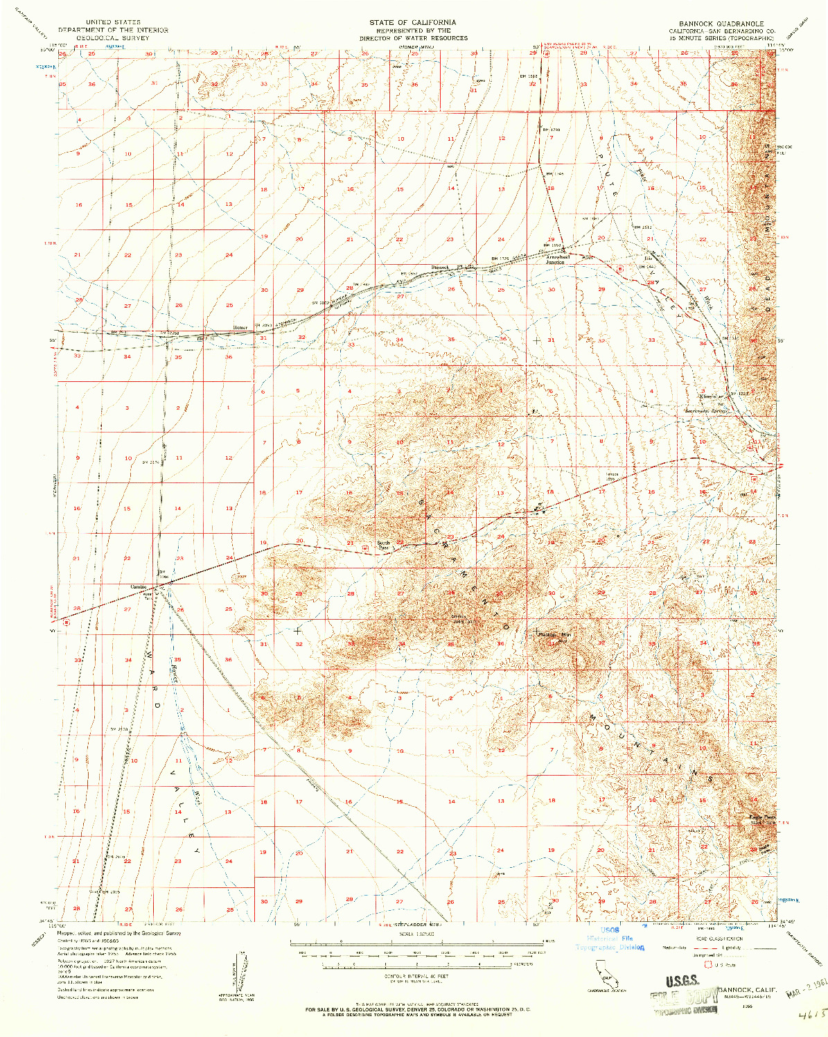 USGS 1:62500-SCALE QUADRANGLE FOR BANNOCK, CA 1956