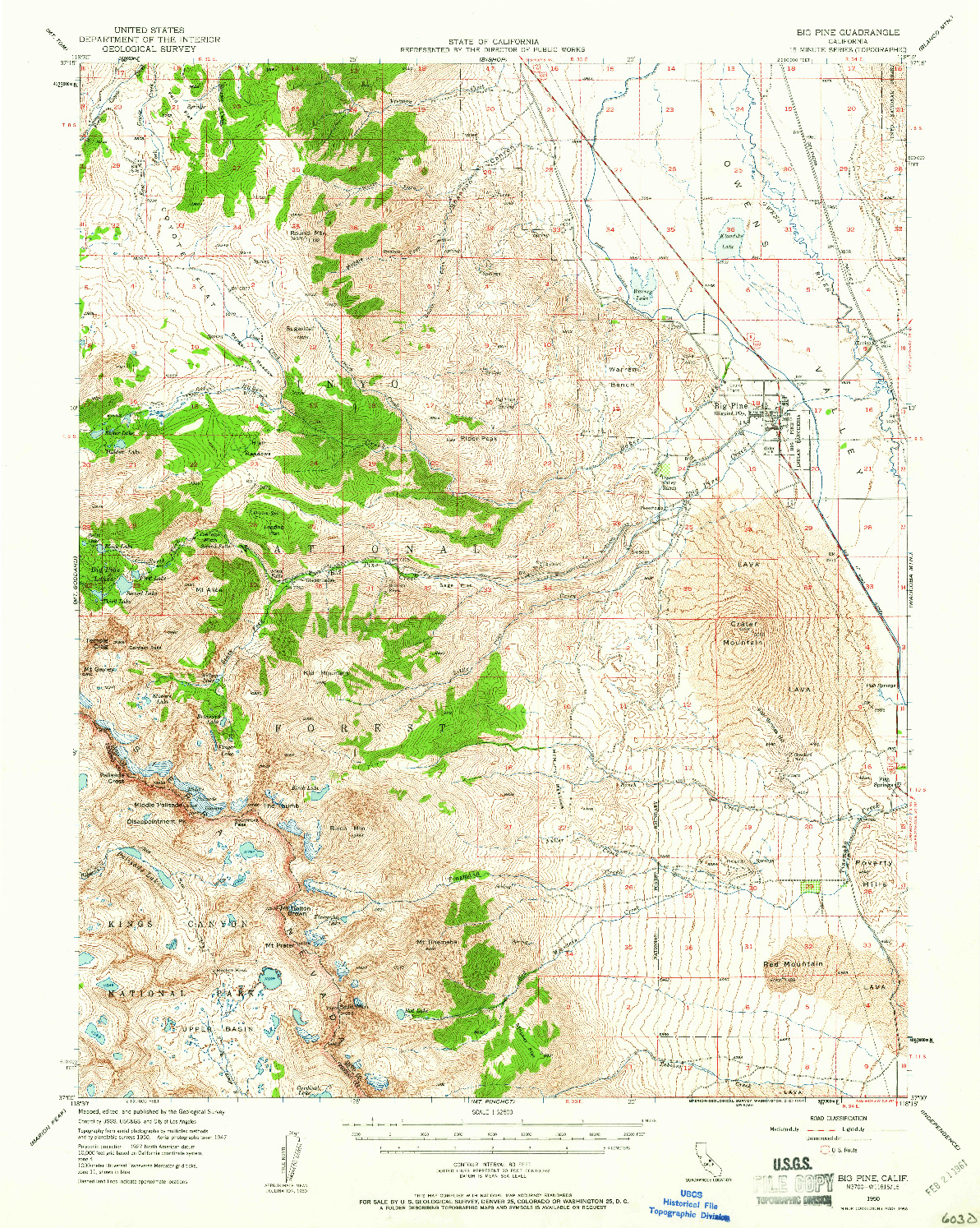 USGS 1:62500-SCALE QUADRANGLE FOR BIG PINE, CA 1950