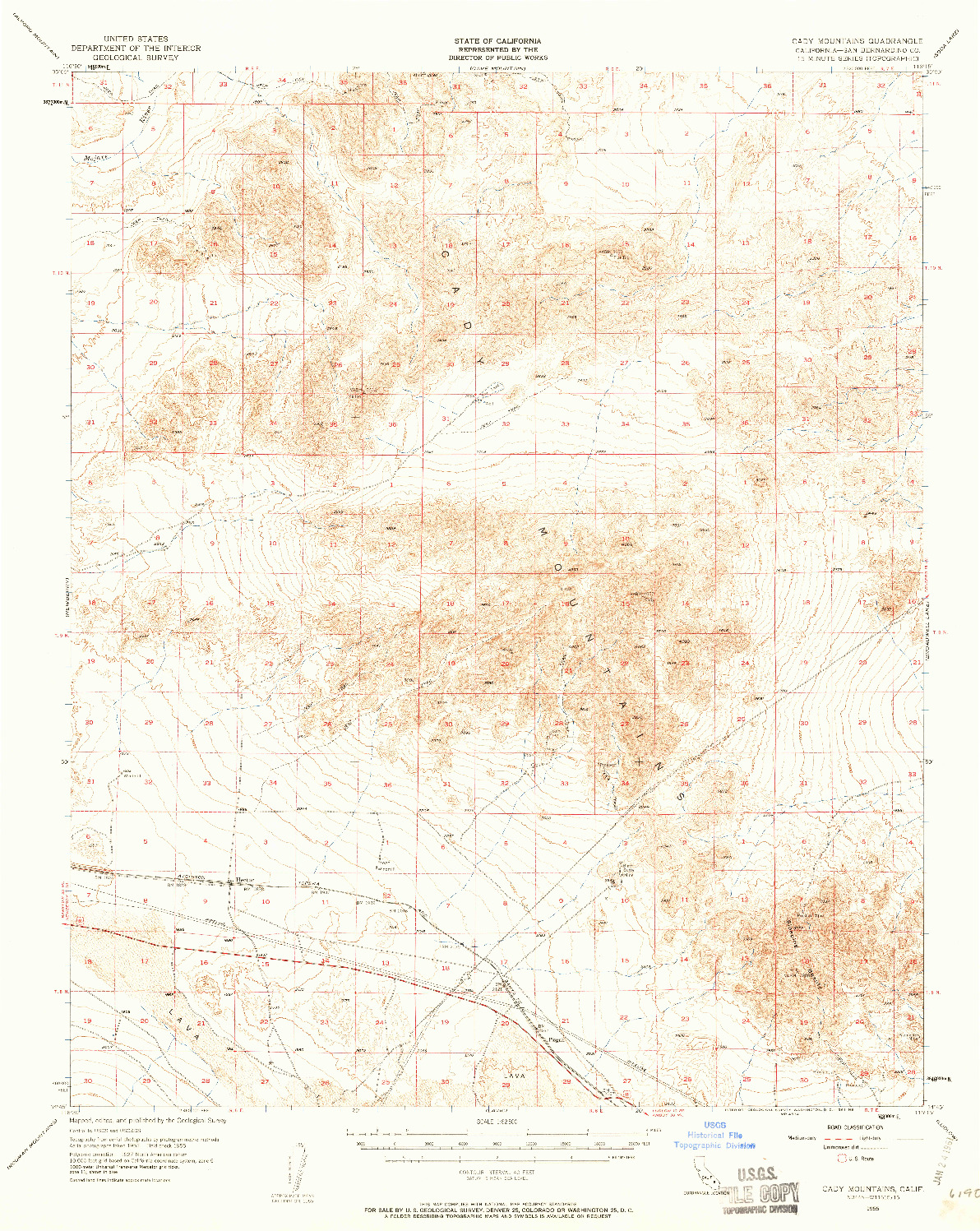 USGS 1:62500-SCALE QUADRANGLE FOR CADY MOUNTAINS, CA 1955