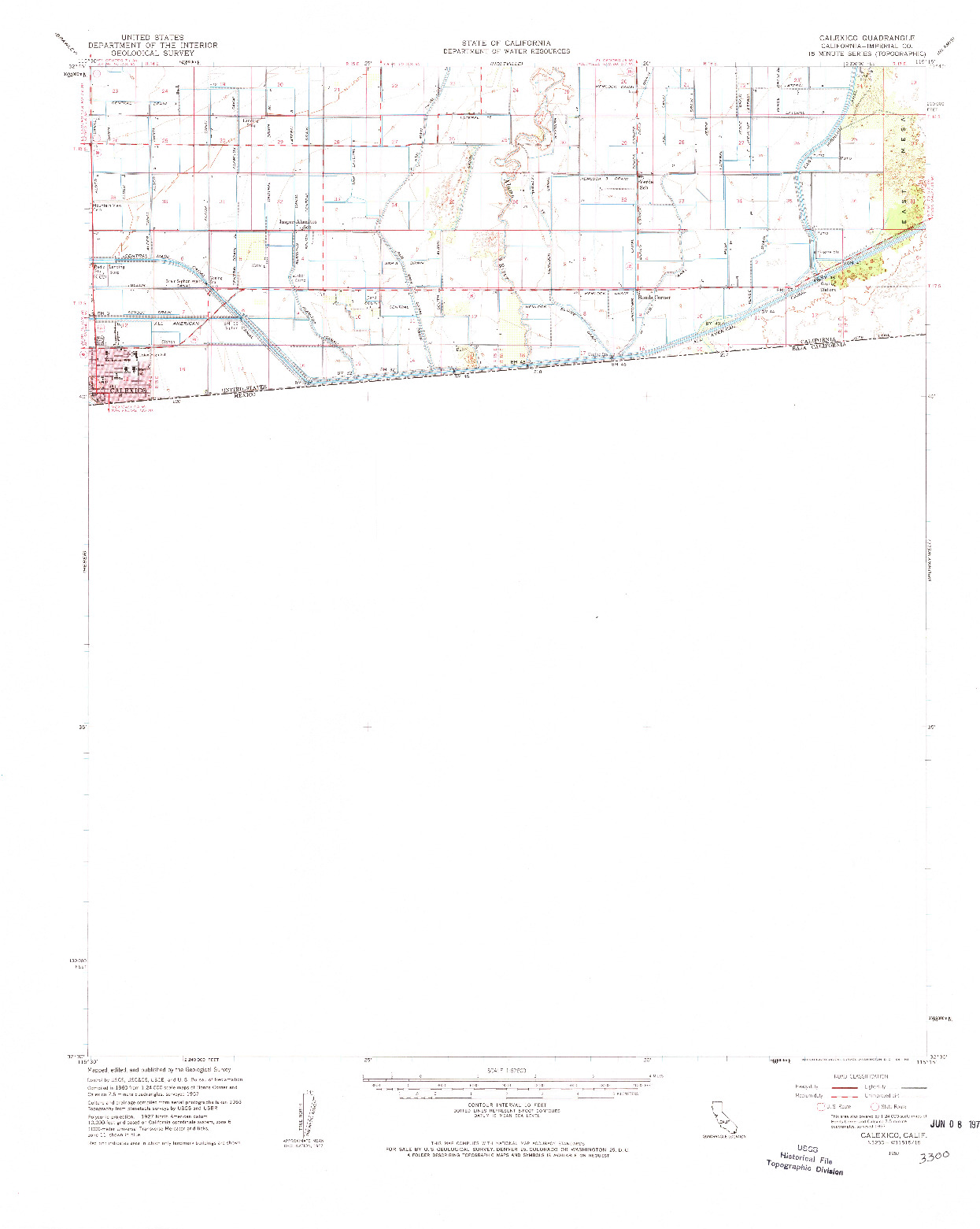 USGS 1:62500-SCALE QUADRANGLE FOR CALEXICO, CA 1957