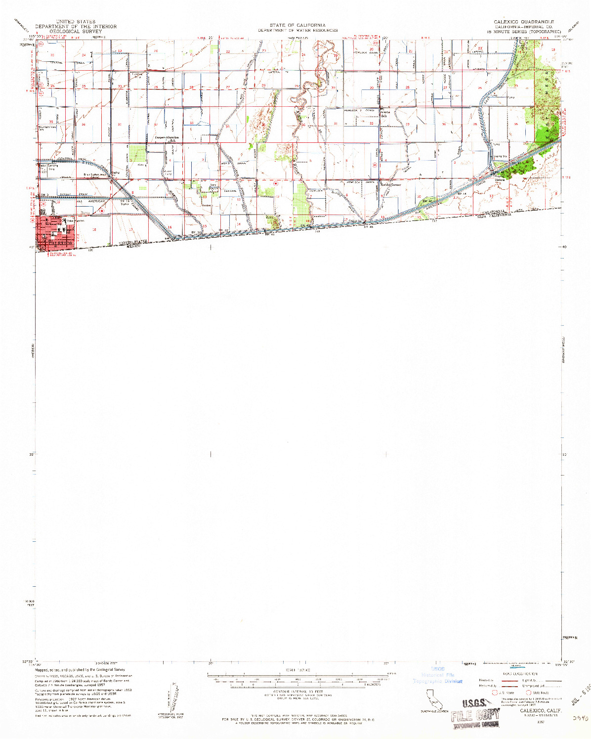 USGS 1:62500-SCALE QUADRANGLE FOR CALEXICO, CA 1957