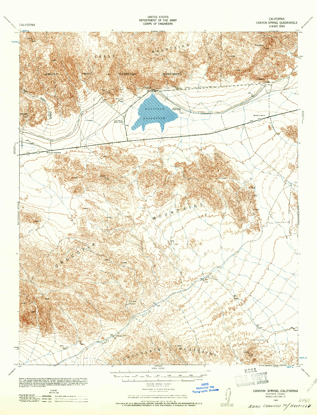 USGS 1:62500-SCALE QUADRANGLE FOR CANYON SPRING, CA 1940