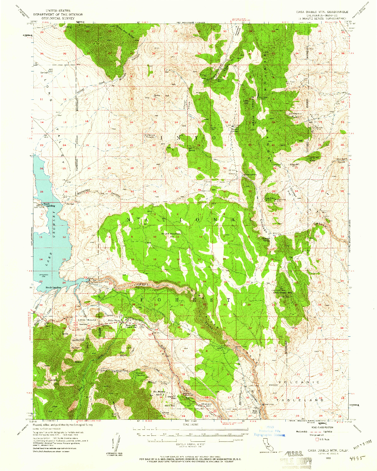 USGS 1:62500-SCALE QUADRANGLE FOR CASA DIABLO MTN, CA 1953