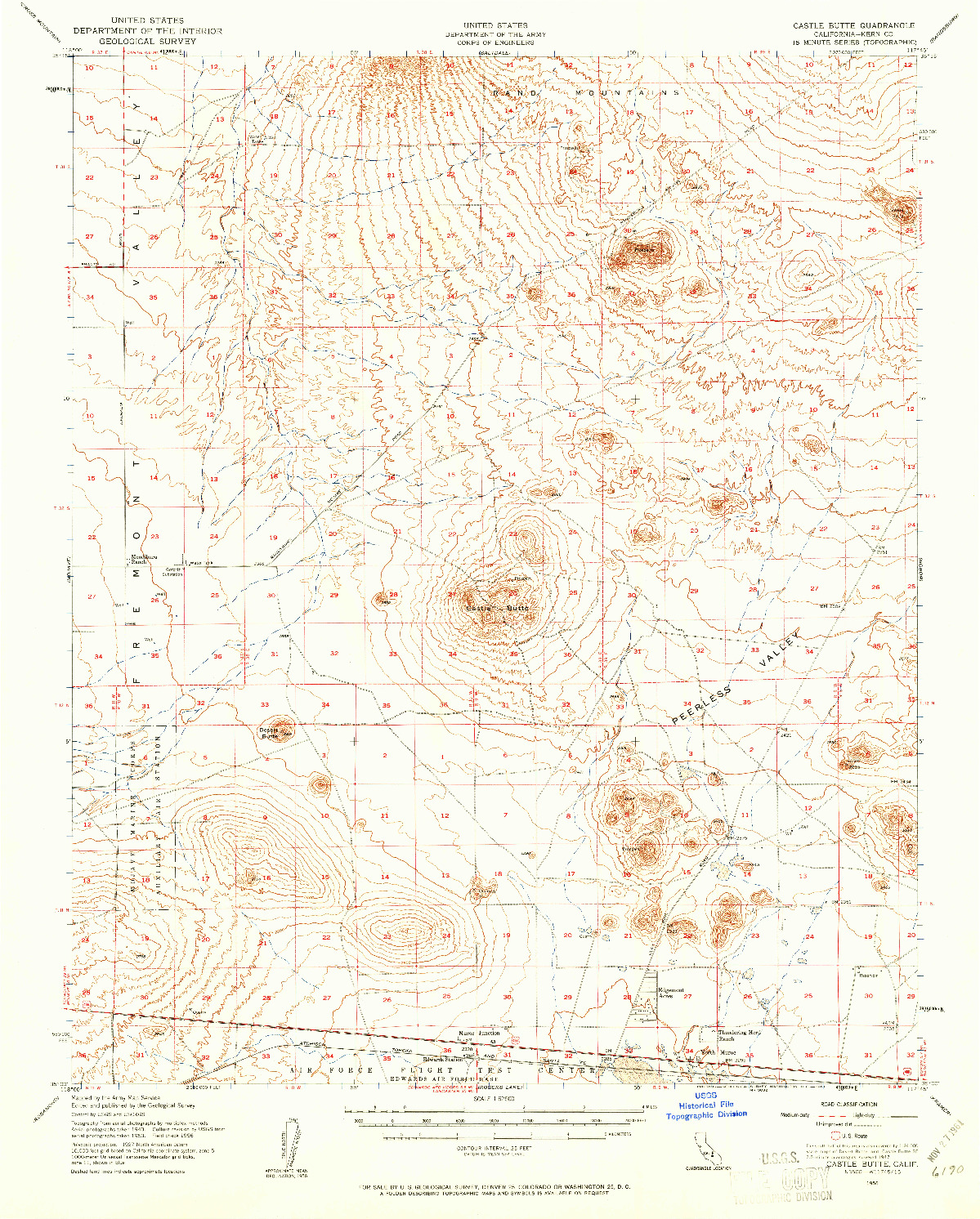 USGS 1:62500-SCALE QUADRANGLE FOR CASTLE BUTTE, CA 1956