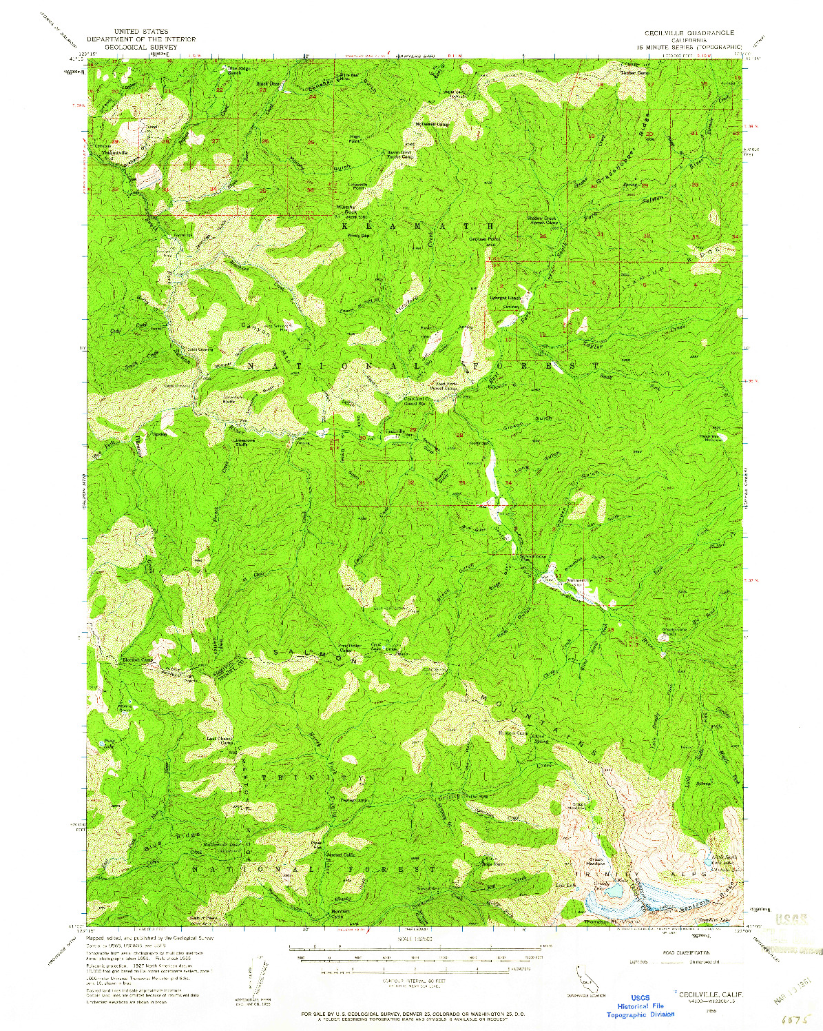 USGS 1:62500-SCALE QUADRANGLE FOR CECILVILLE, CA 1955