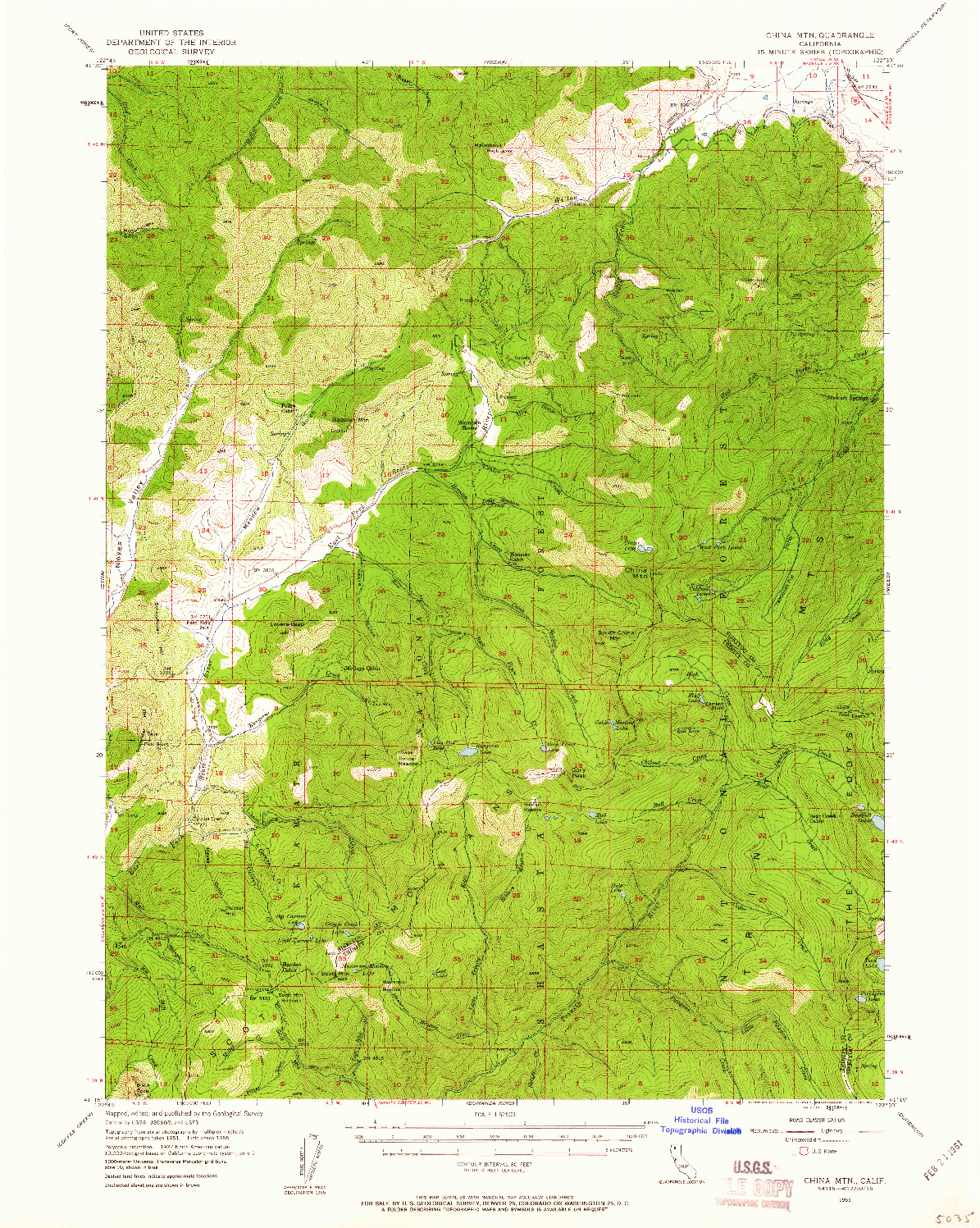 USGS 1:62500-SCALE QUADRANGLE FOR CHINA MOUNTAIN, CA 1955