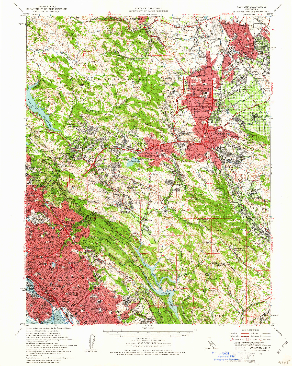 USGS 1:62500-SCALE QUADRANGLE FOR CONCORD, CA 1959