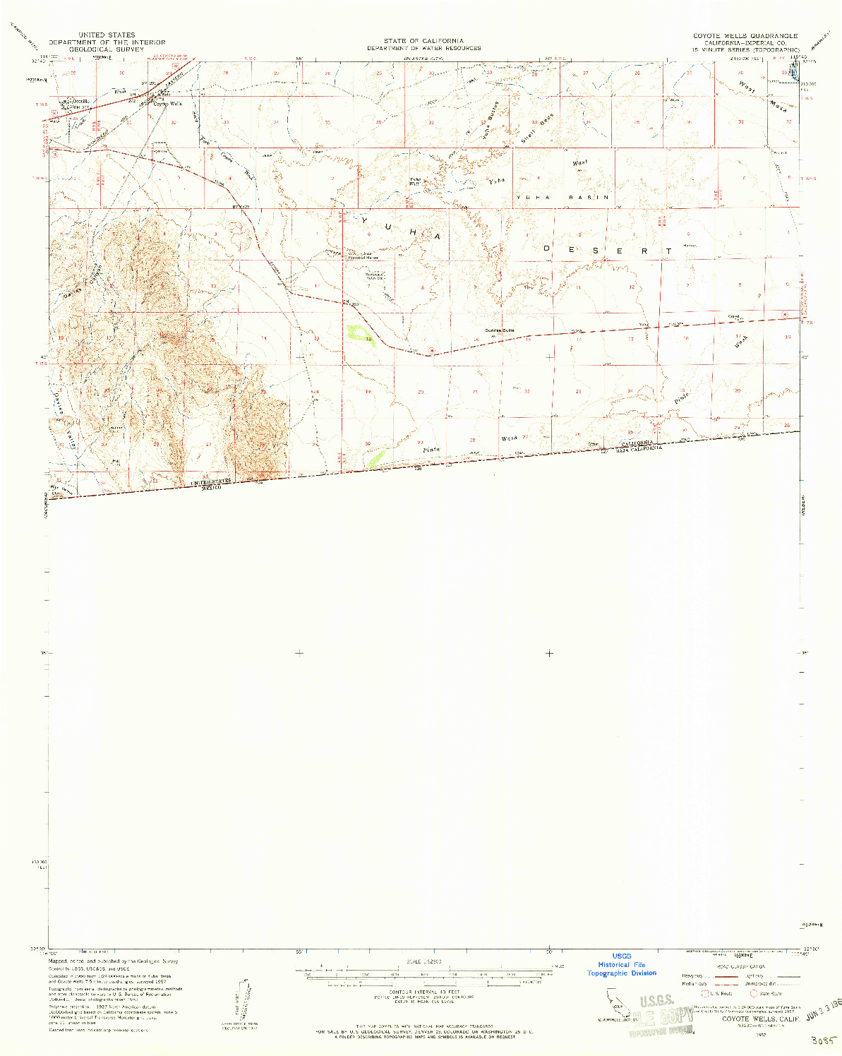 USGS 1:62500-SCALE QUADRANGLE FOR COYOTE WELLS, CA 1957