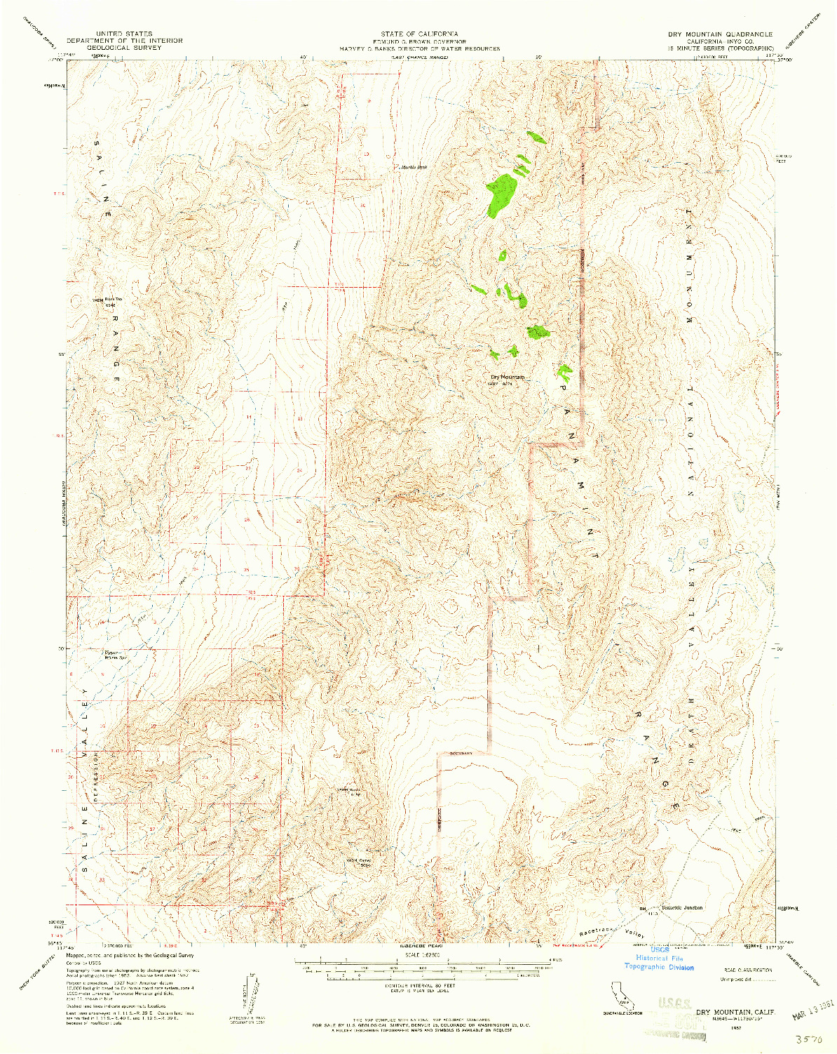 USGS 1:62500-SCALE QUADRANGLE FOR DRY MOUNTAIN, CA 1957