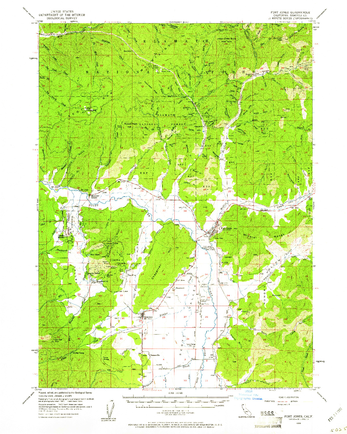 USGS 1:62500-SCALE QUADRANGLE FOR FORT JONES, CA 1955