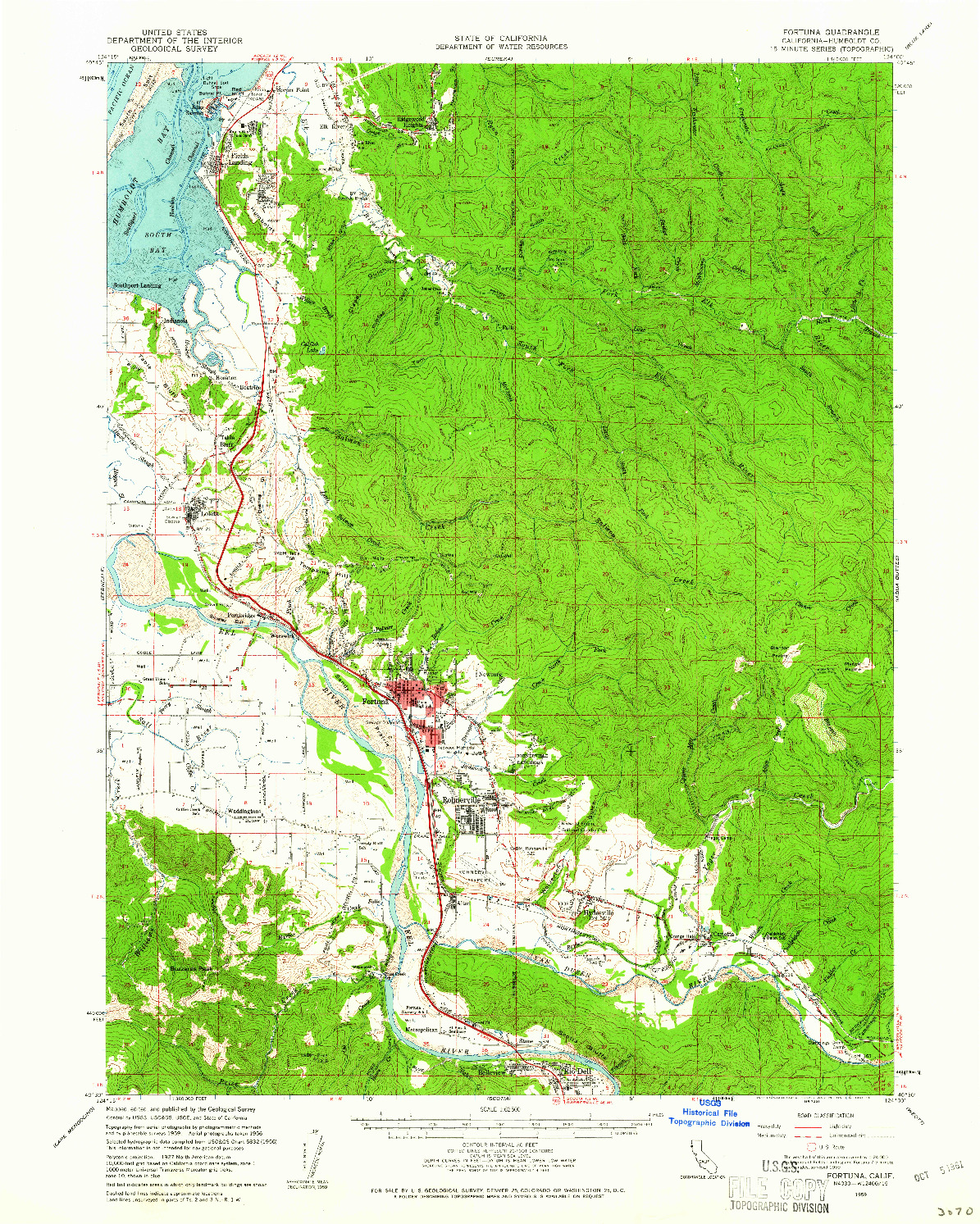 USGS 1:62500-SCALE QUADRANGLE FOR FORTUNA, CA 1959