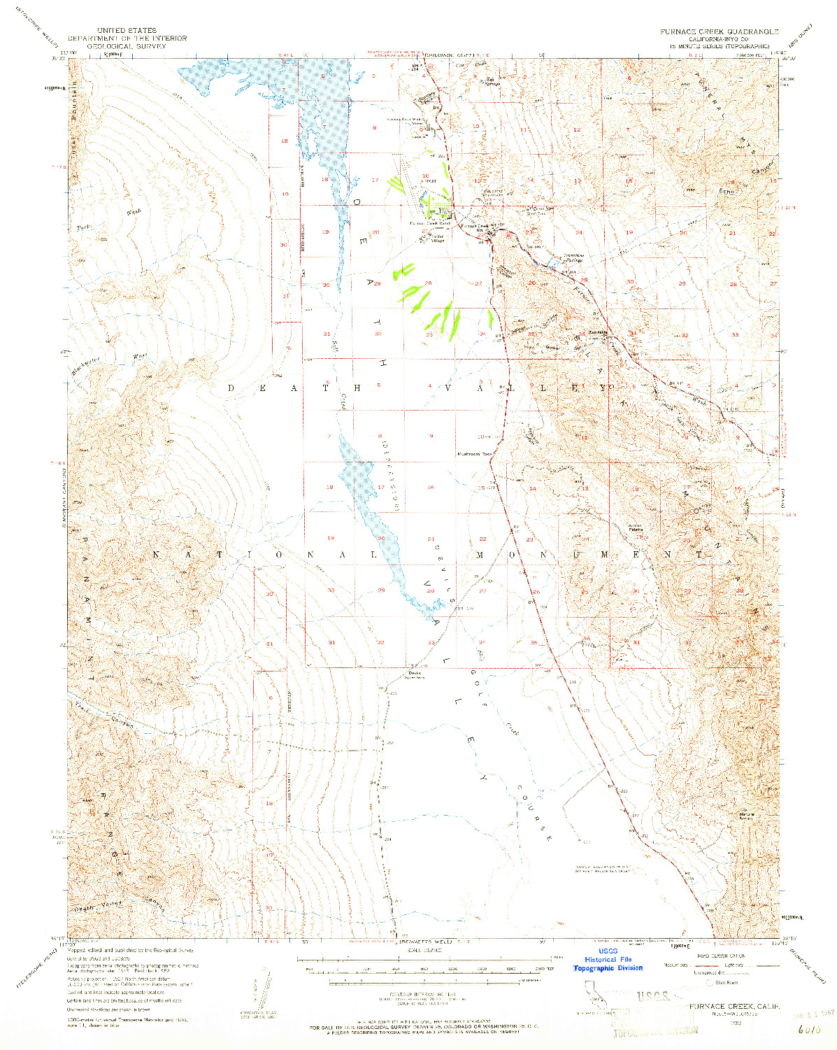 USGS 1:62500-SCALE QUADRANGLE FOR FURNACE CREEK, CA 1952