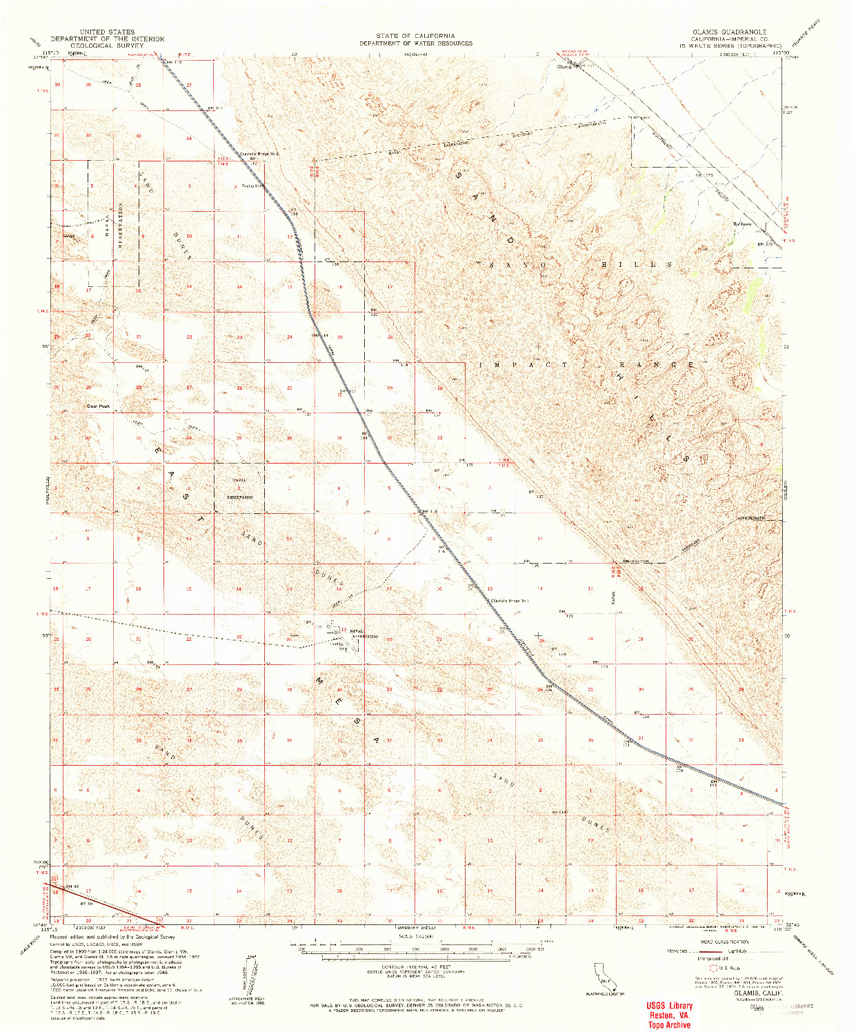 USGS 1:62500-SCALE QUADRANGLE FOR GLAMIS, CA 1955