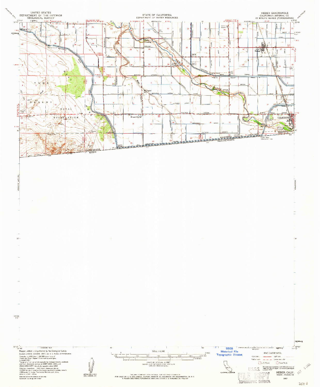 USGS 1:62500-SCALE QUADRANGLE FOR HEBER, CA 1957