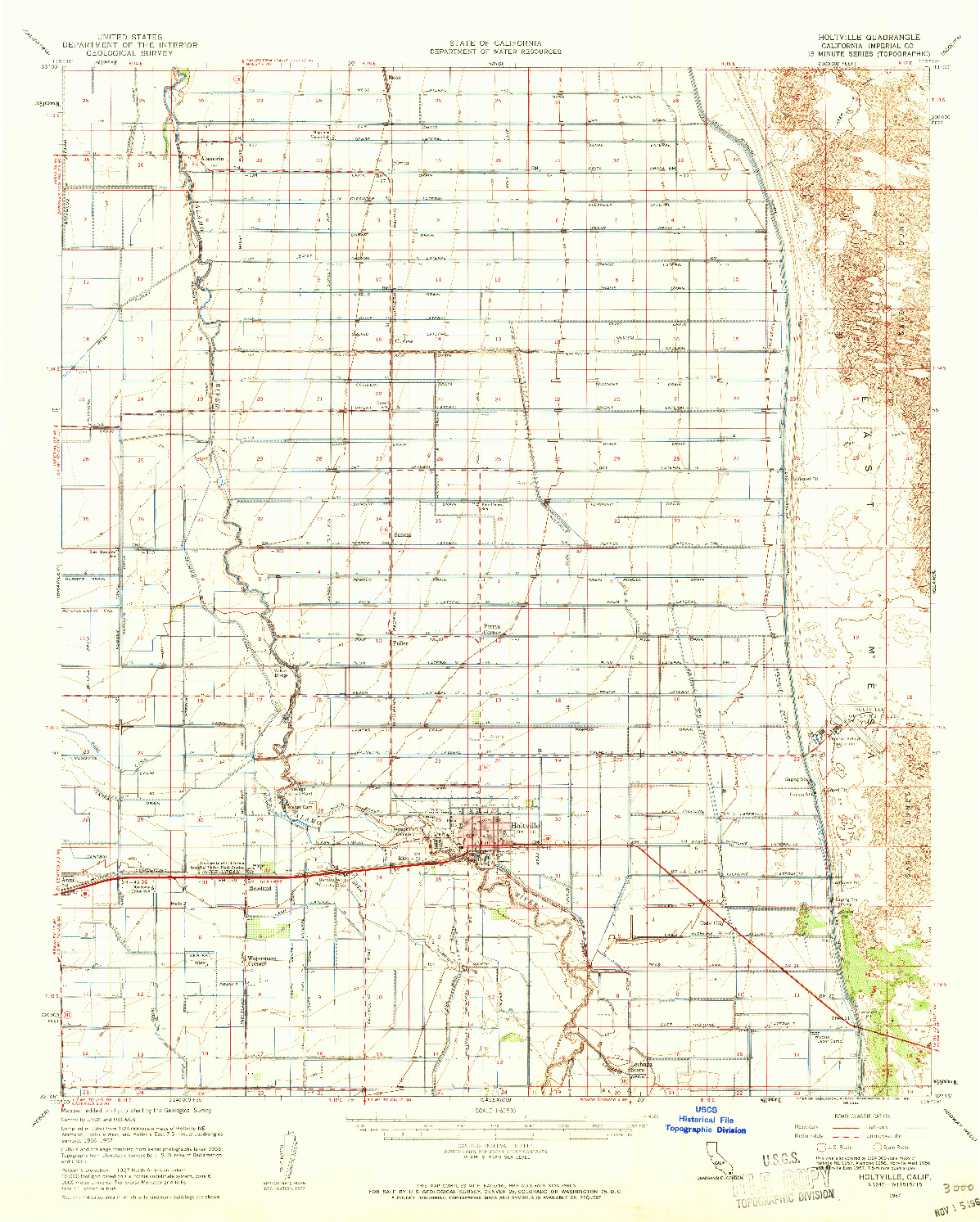 USGS 1:62500-SCALE QUADRANGLE FOR HOLTVILLE, CA 1957