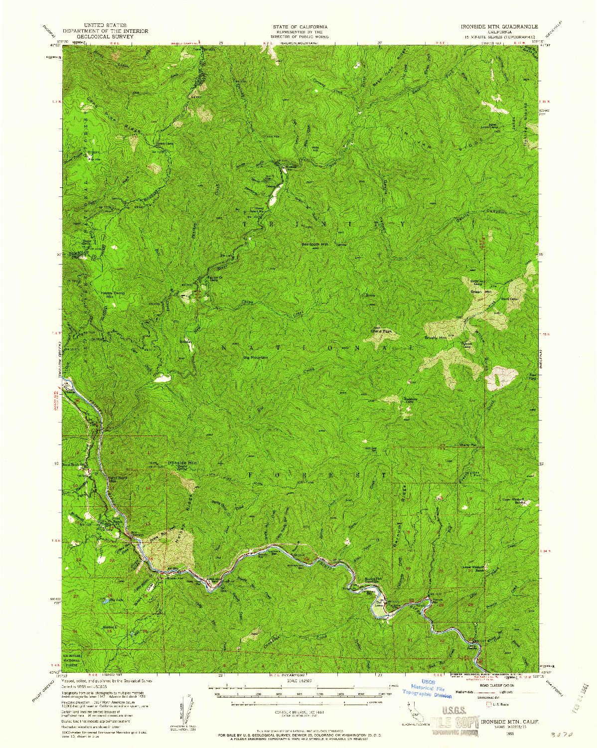 USGS 1:62500-SCALE QUADRANGLE FOR IRONSIDE MOUNTAIN, CA 1951