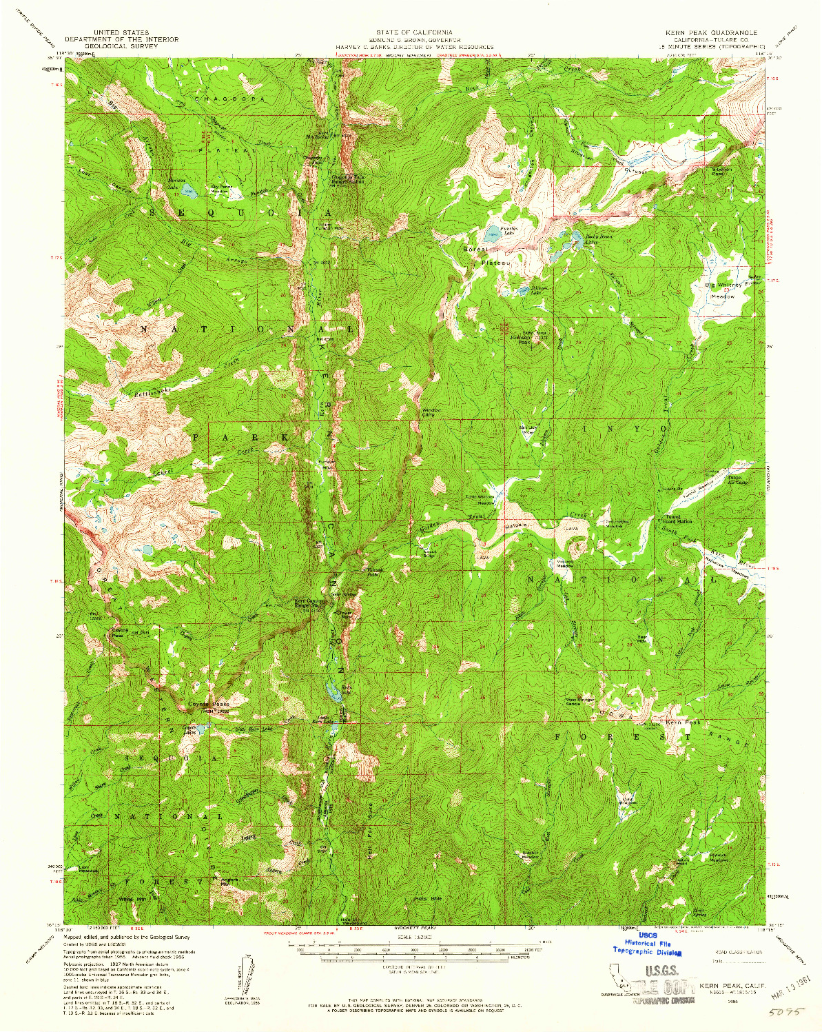 USGS 1:62500-SCALE QUADRANGLE FOR KERN PEAK, CA 1956