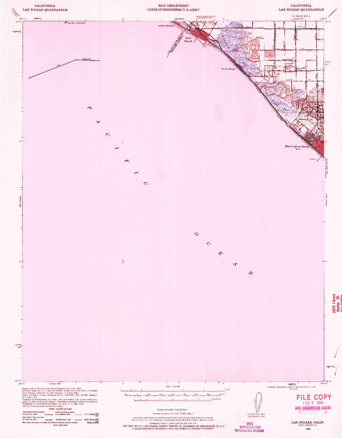 USGS 1:62500-SCALE QUADRANGLE FOR LAS BOLSAS, CA 1941