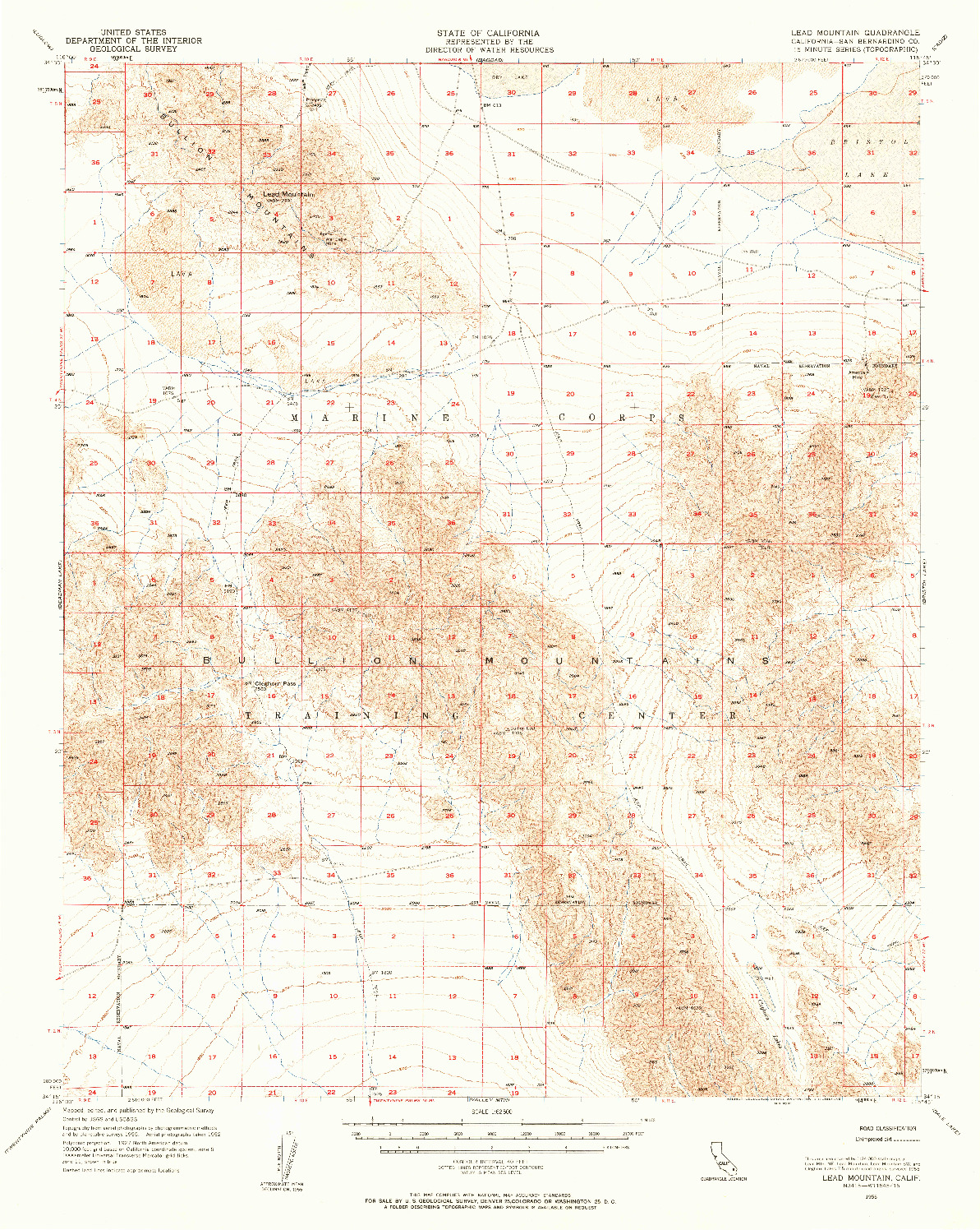 USGS 1:62500-SCALE QUADRANGLE FOR LEAD MOUNTAIN, CA 1955