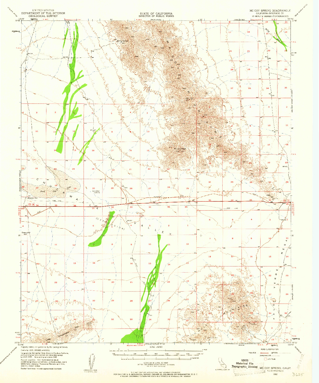 USGS 1:62500-SCALE QUADRANGLE FOR MCCOY SPRING, CA 1952