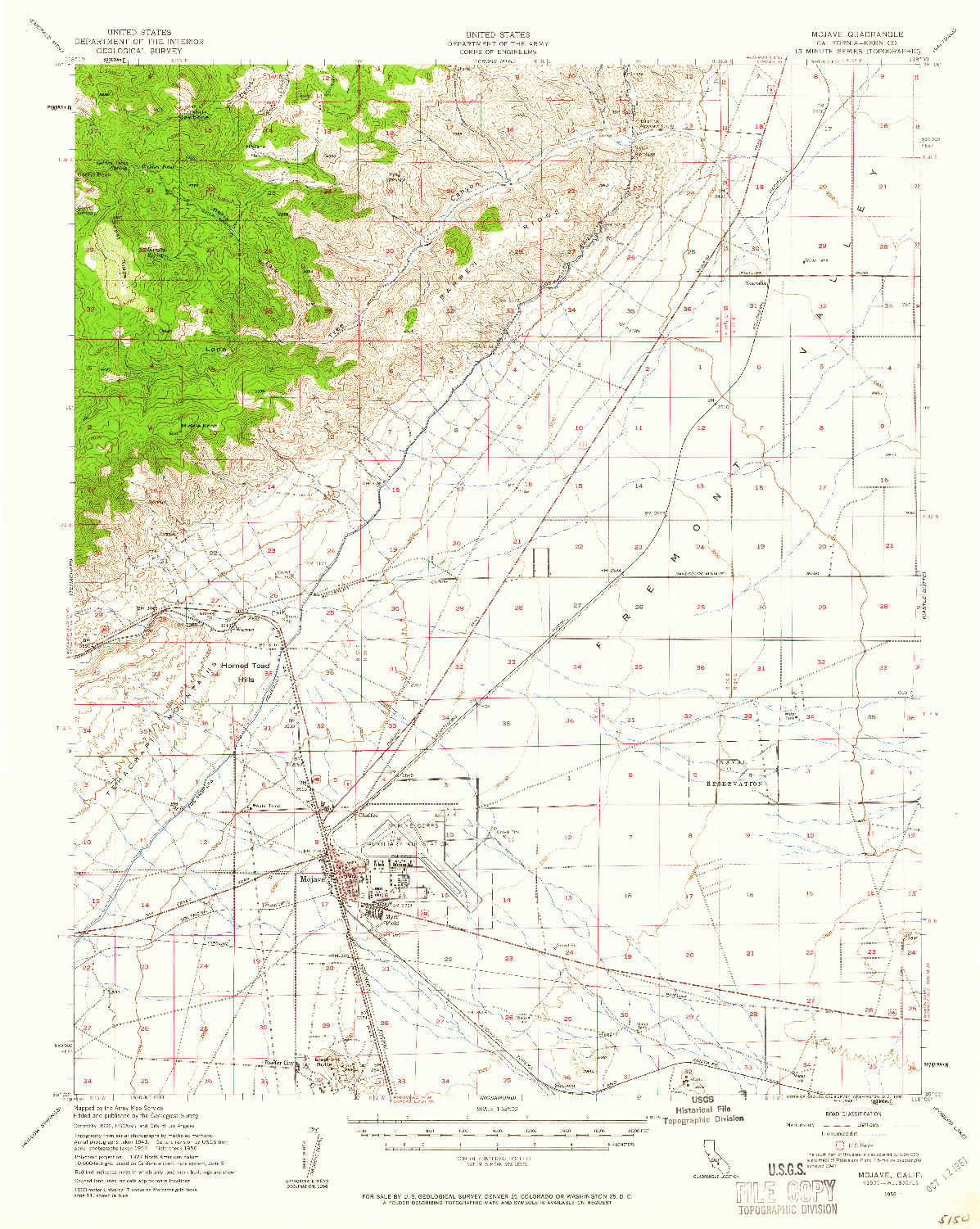 USGS 1:62500-SCALE QUADRANGLE FOR MOJAVE, CA 1956