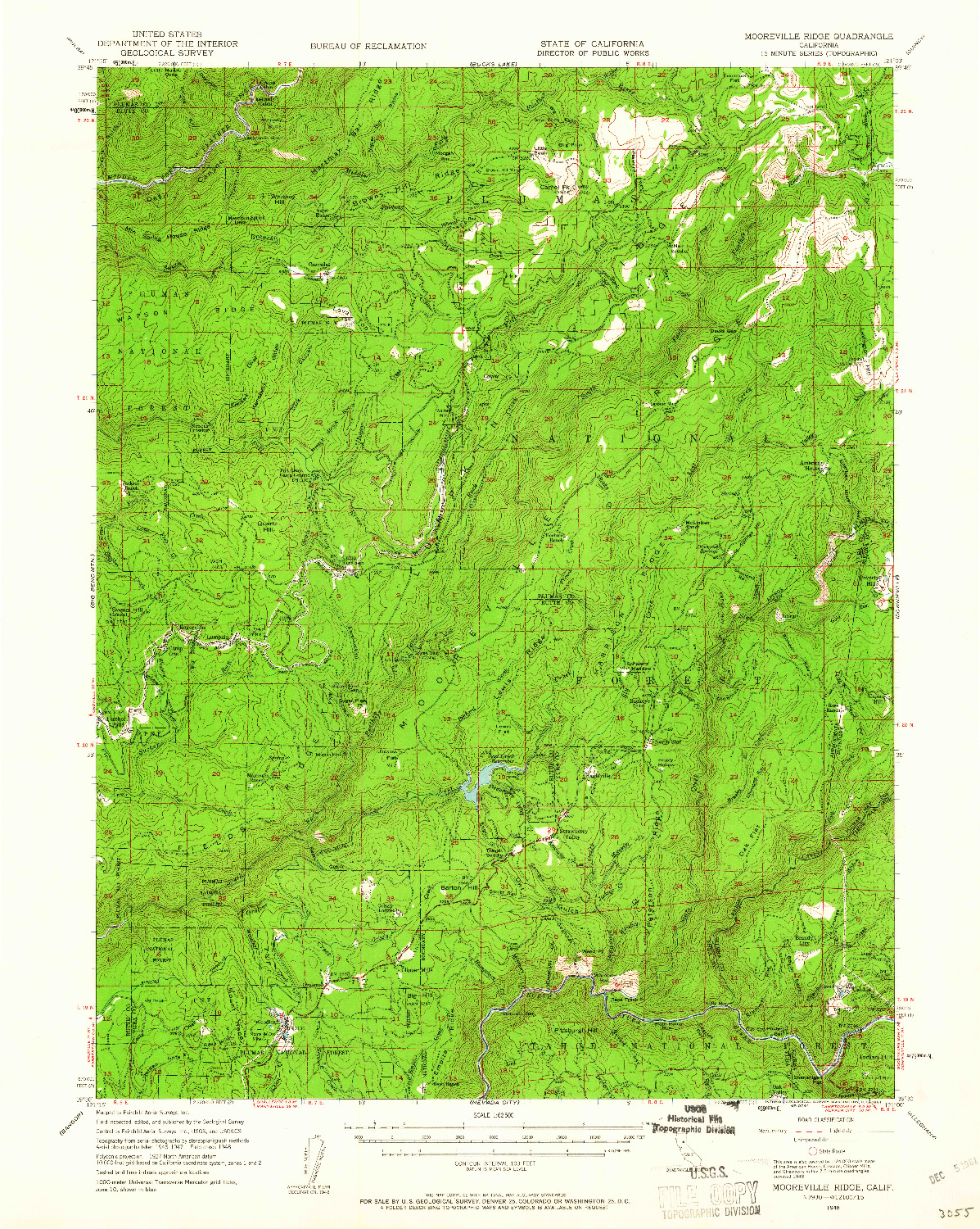 USGS 1:62500-SCALE QUADRANGLE FOR MOOREVILLE RIDGE, CA 1948