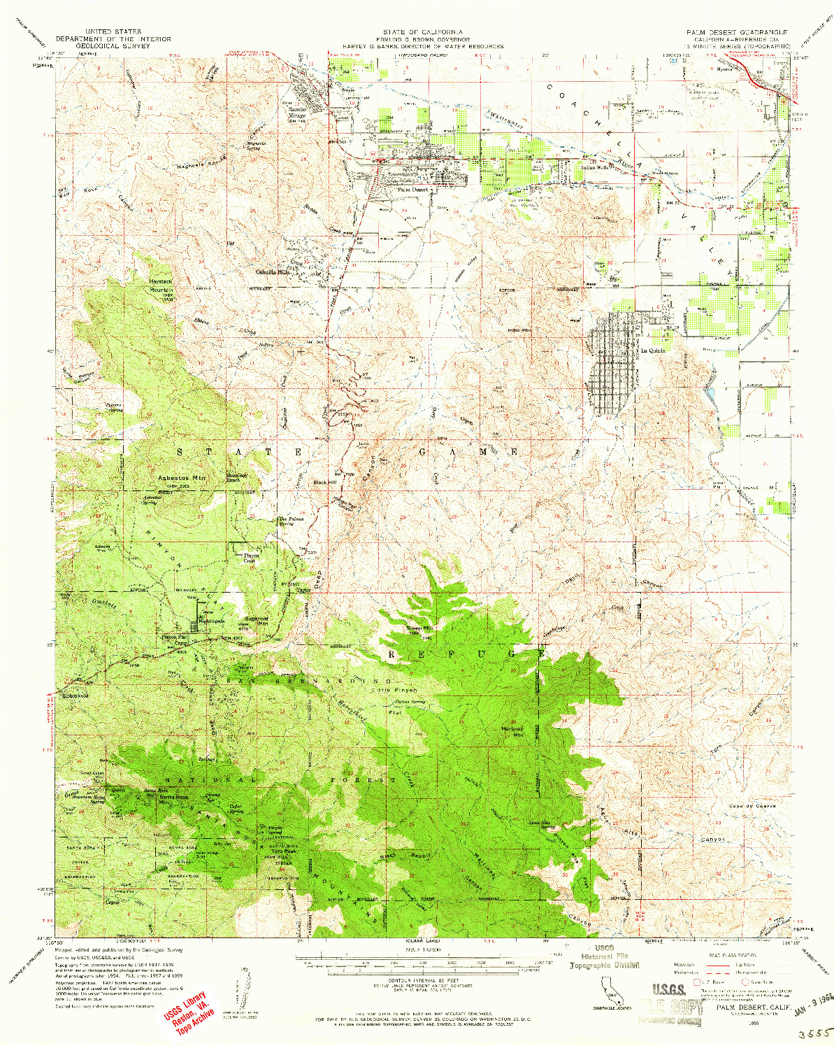 USGS 1:62500-SCALE QUADRANGLE FOR PALM DESERT, CA 1959