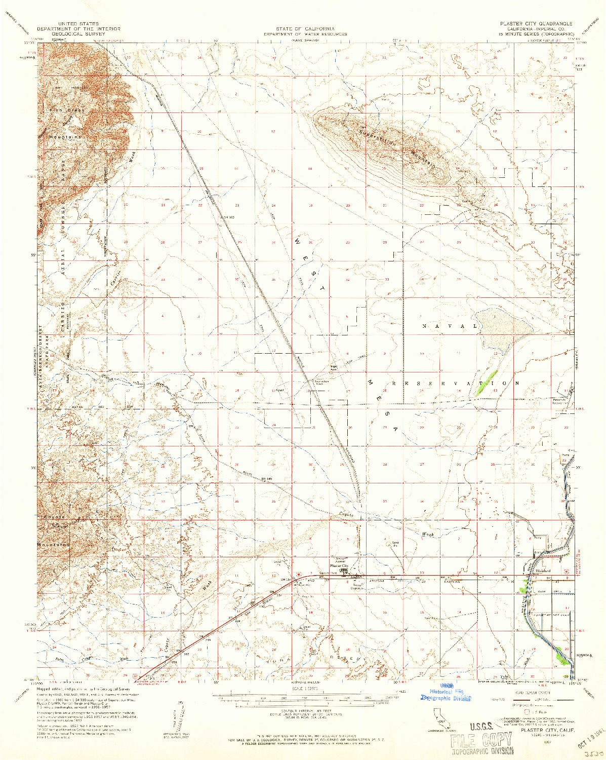 USGS 1:62500-SCALE QUADRANGLE FOR PLASTER CITY, CA 1957