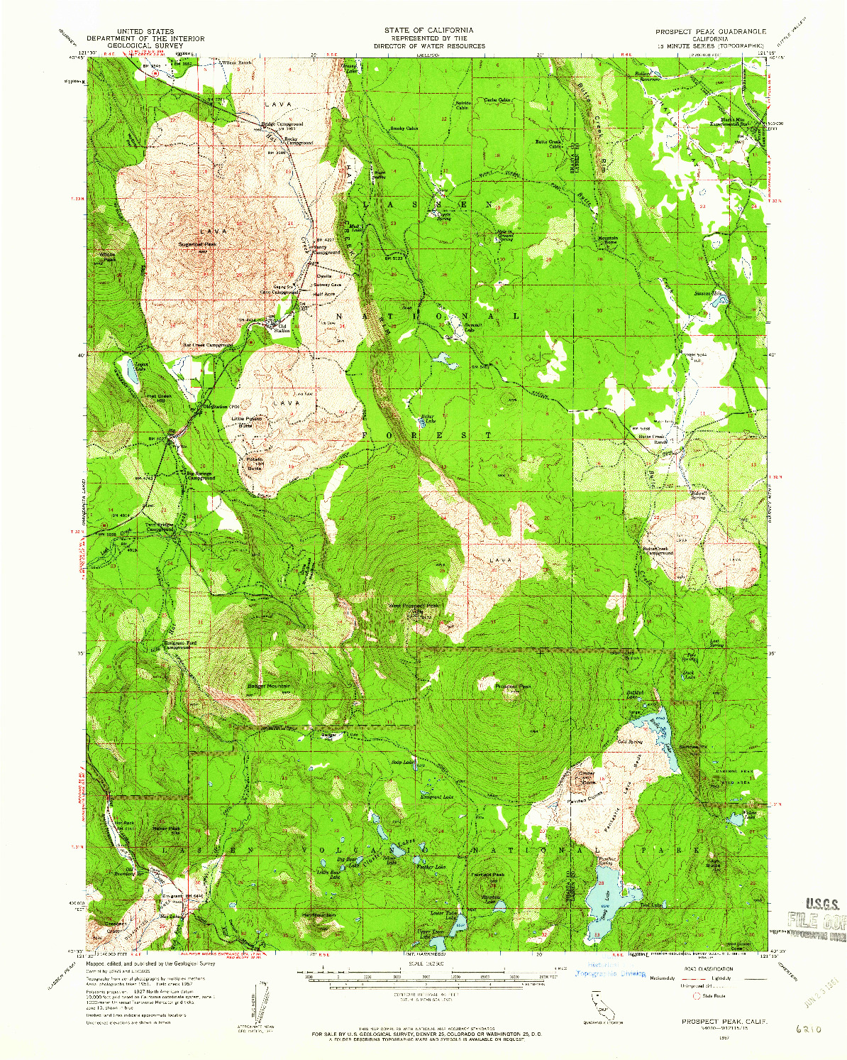 USGS 1:62500-SCALE QUADRANGLE FOR PROSPECT PEAK, CA 1957