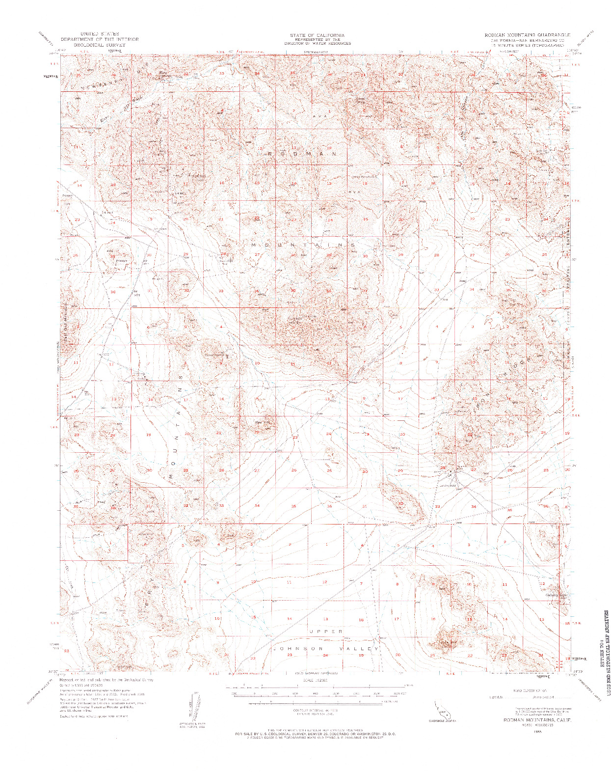 USGS 1:62500-SCALE QUADRANGLE FOR RODMAN MOUNTAINS, CA 1955
