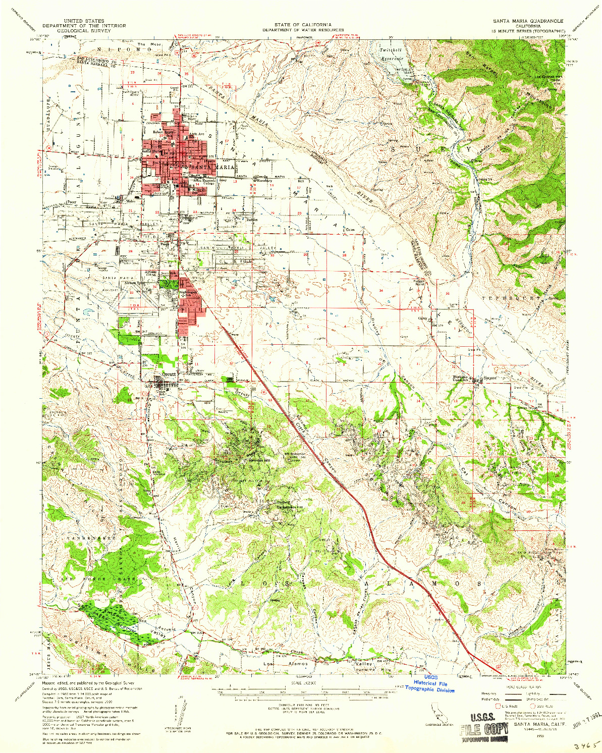 USGS 1:62500-SCALE QUADRANGLE FOR SANTA MARIA, CA 1959