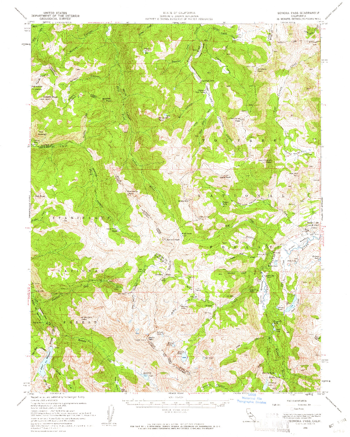 USGS 1:62500-SCALE QUADRANGLE FOR SONORA PASS, CA 1956