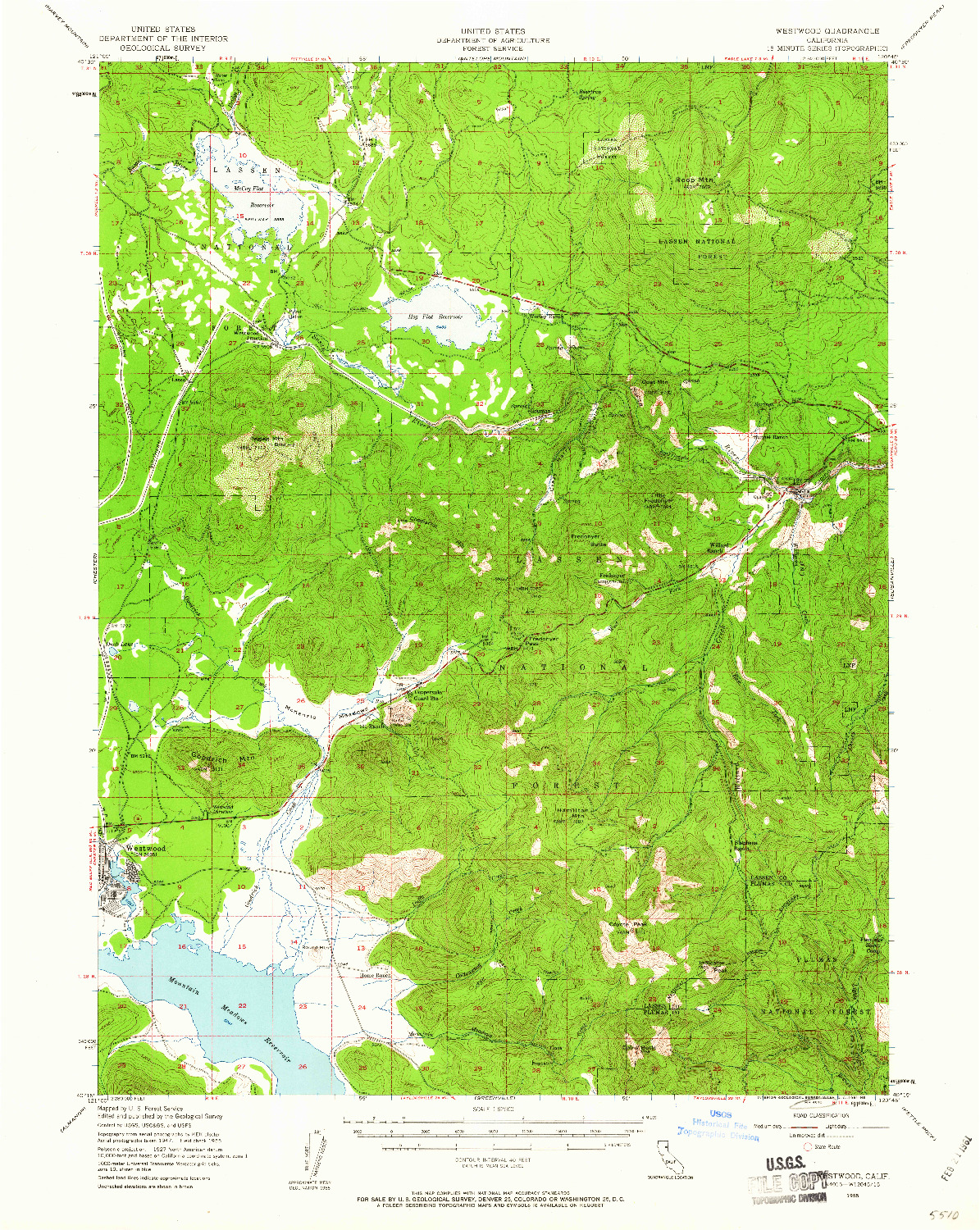 USGS 1:62500-SCALE QUADRANGLE FOR WESTWOOD, CA 1955