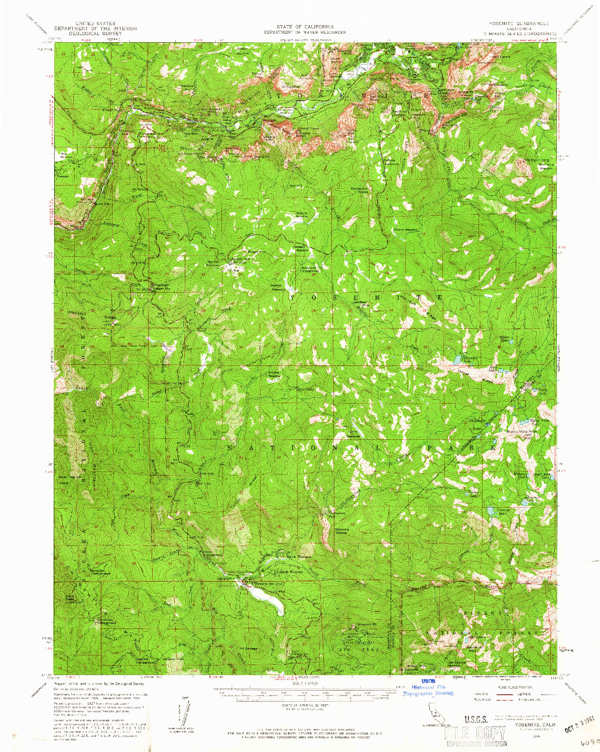 USGS 1:62500-SCALE QUADRANGLE FOR YOSEMITE, CA 1956