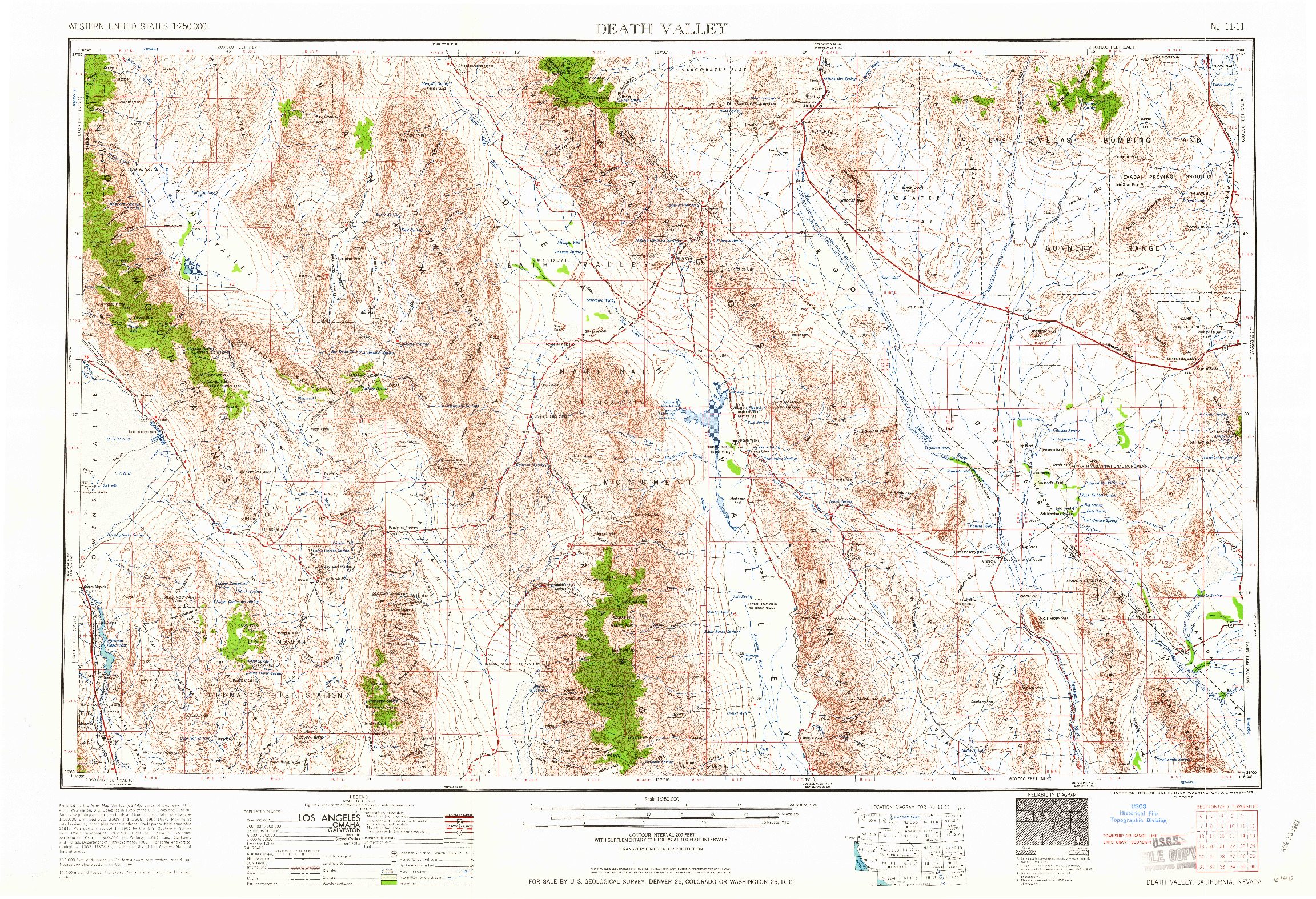 USGS 1:250000-SCALE QUADRANGLE FOR DEATH VALLEY, CA 1961