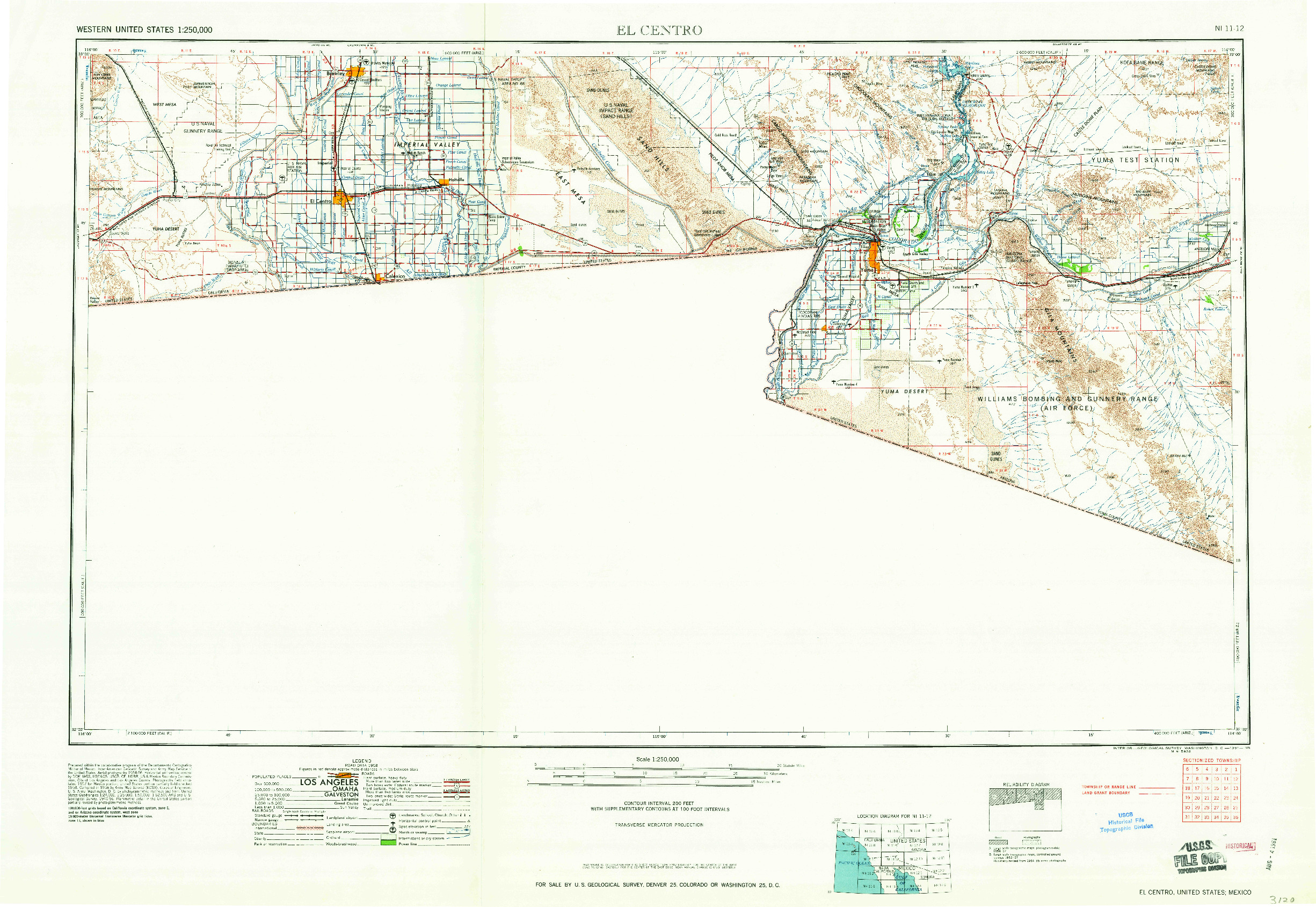 USGS 1:250000-SCALE QUADRANGLE FOR EL CENTRO, CA 1961