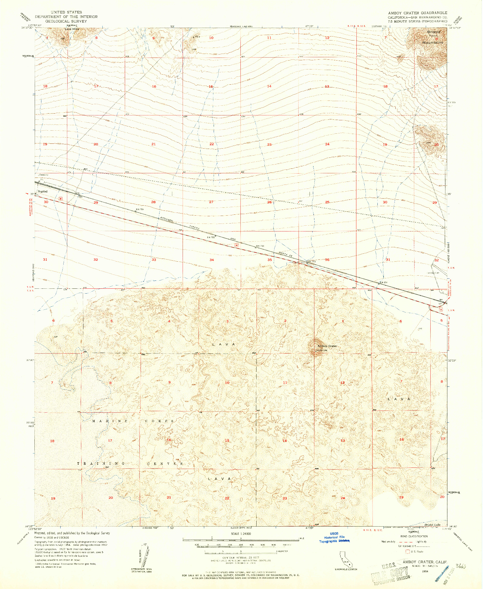 USGS 1:24000-SCALE QUADRANGLE FOR AMBOY CRATER, CA 1954