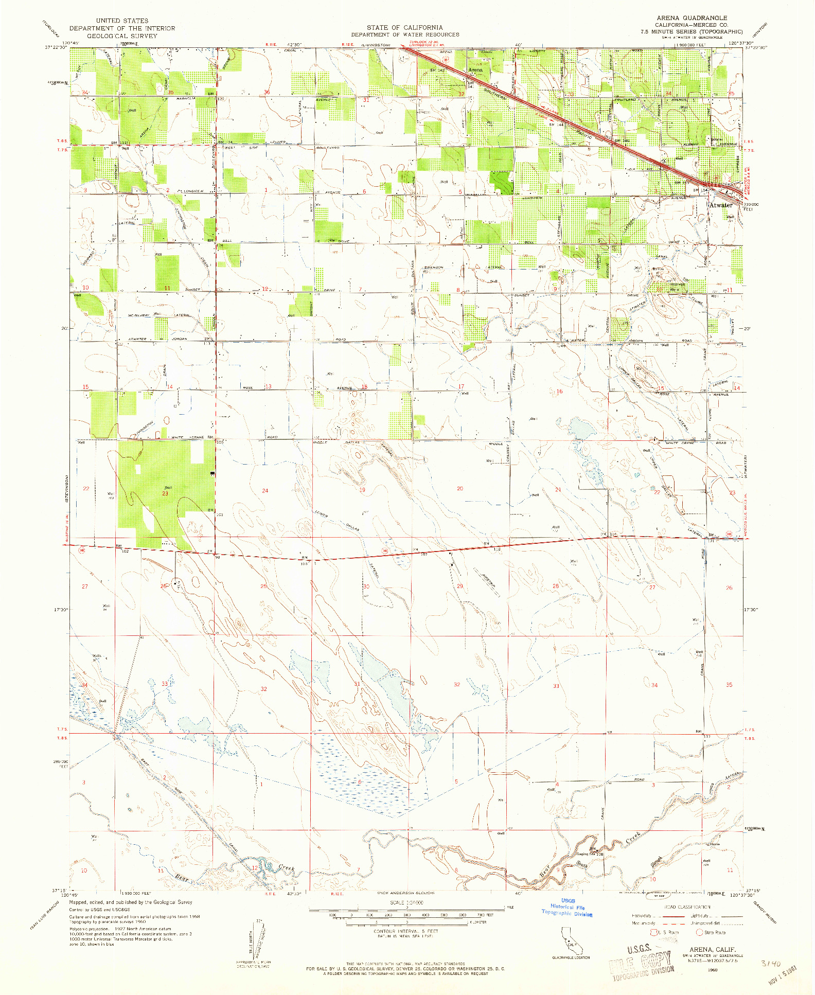 USGS 1:24000-SCALE QUADRANGLE FOR ARENA, CA 1960