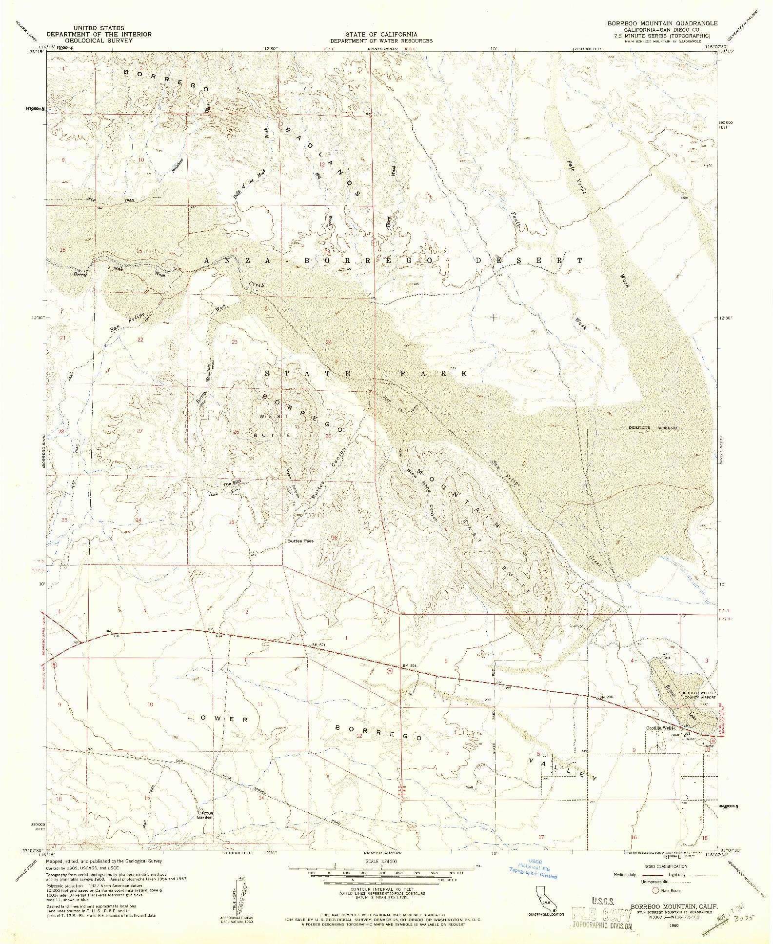 USGS 1:24000-SCALE QUADRANGLE FOR BORREGO MOUNTAIN, CA 1960