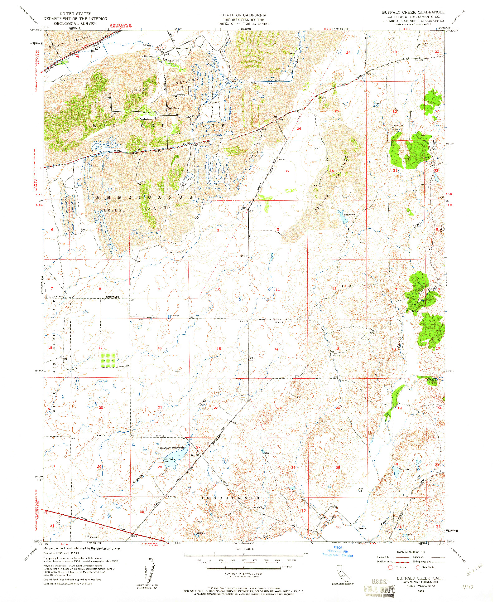 USGS 1:24000-SCALE QUADRANGLE FOR BUFFALO CREEK, CA 1954