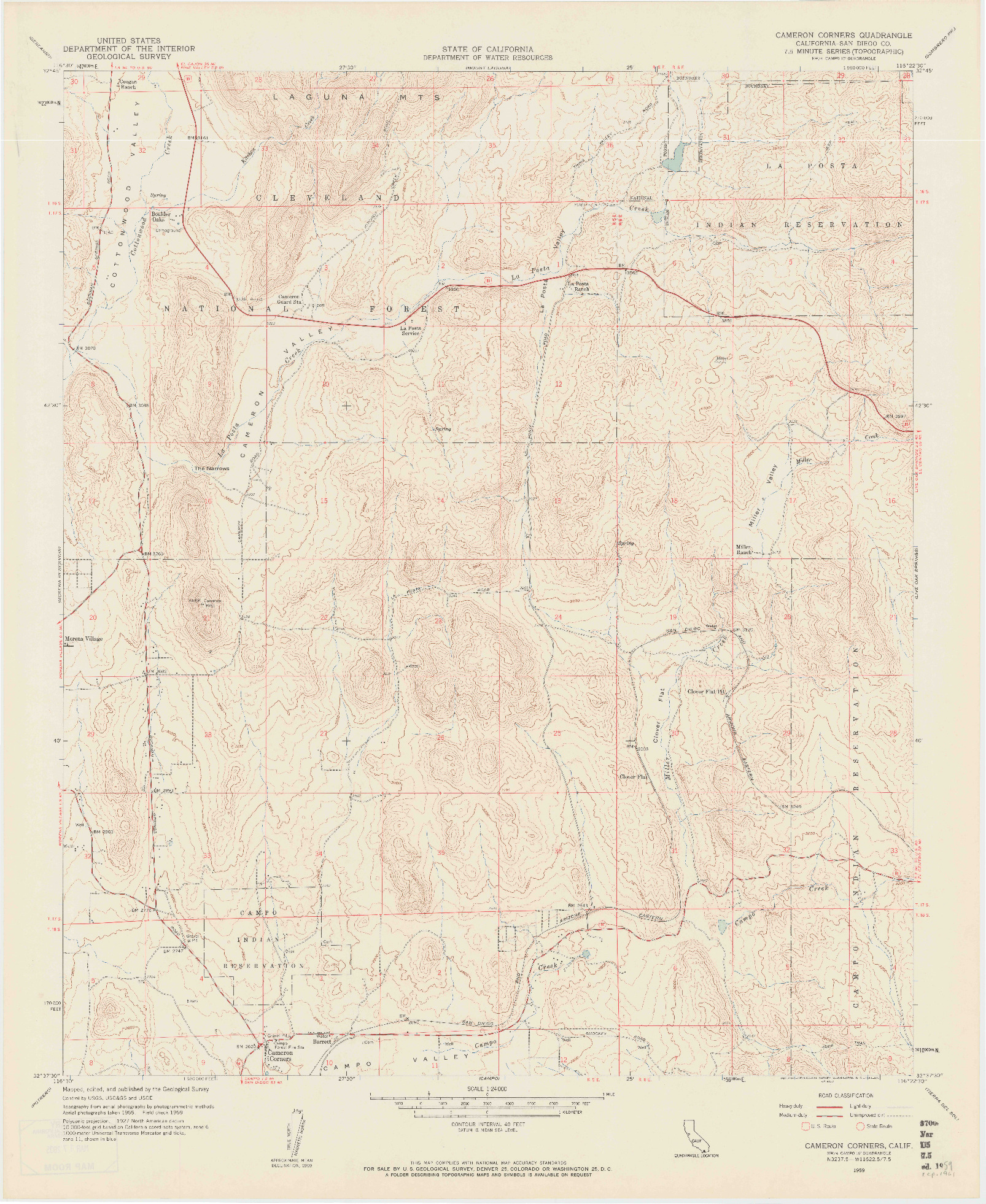 USGS 1:24000-SCALE QUADRANGLE FOR CAMERON CORNERS, CA 1959