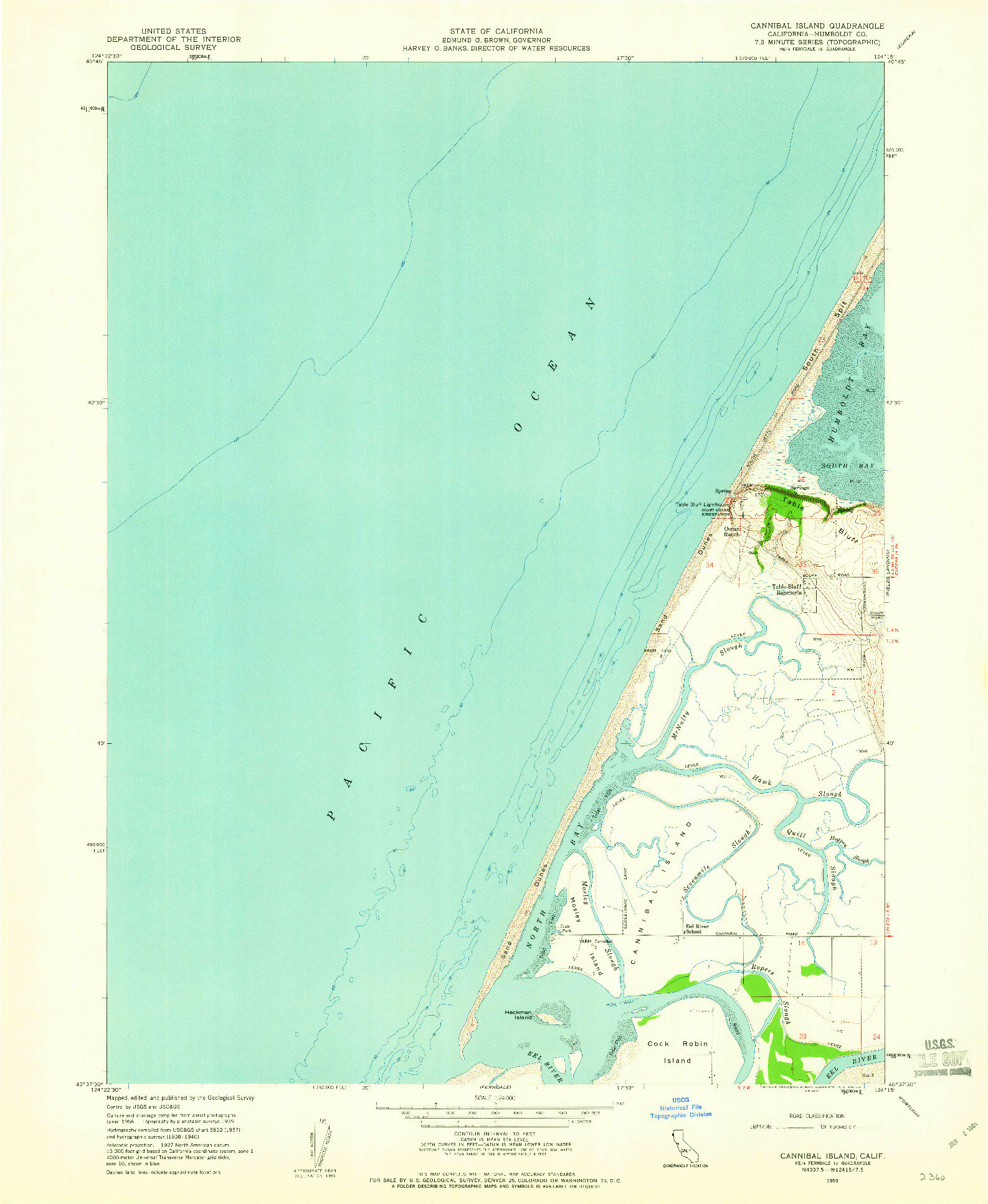 USGS 1:24000-SCALE QUADRANGLE FOR CANNIBAL ISLAND, CA 1959